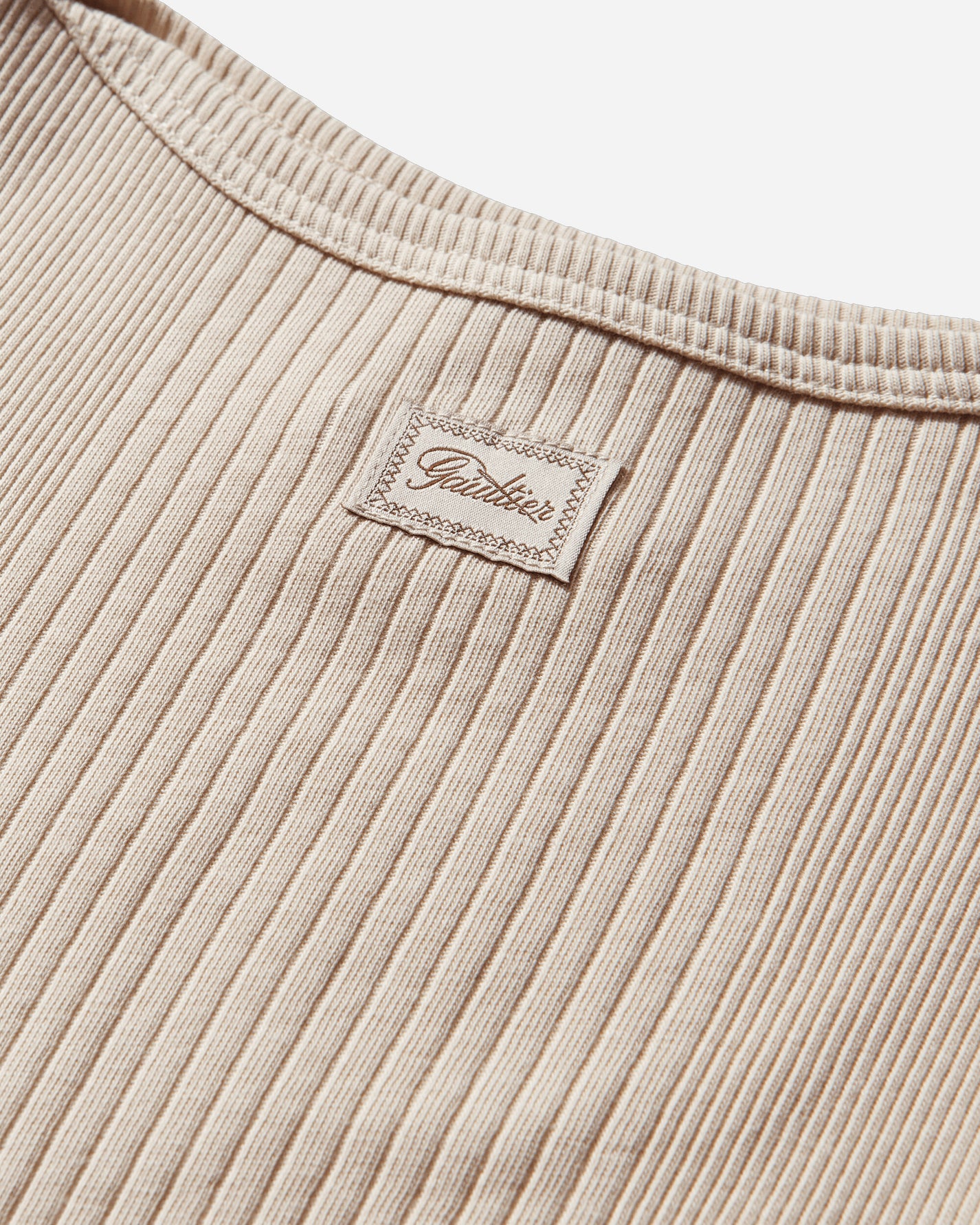 Jean Paul Gaultier Wmns Cotton Ribbed Cropped Baby Tee With "Gaultier" Patch Nude T-Shirts Shortsleeve 26-01-W-TO429-J014 63