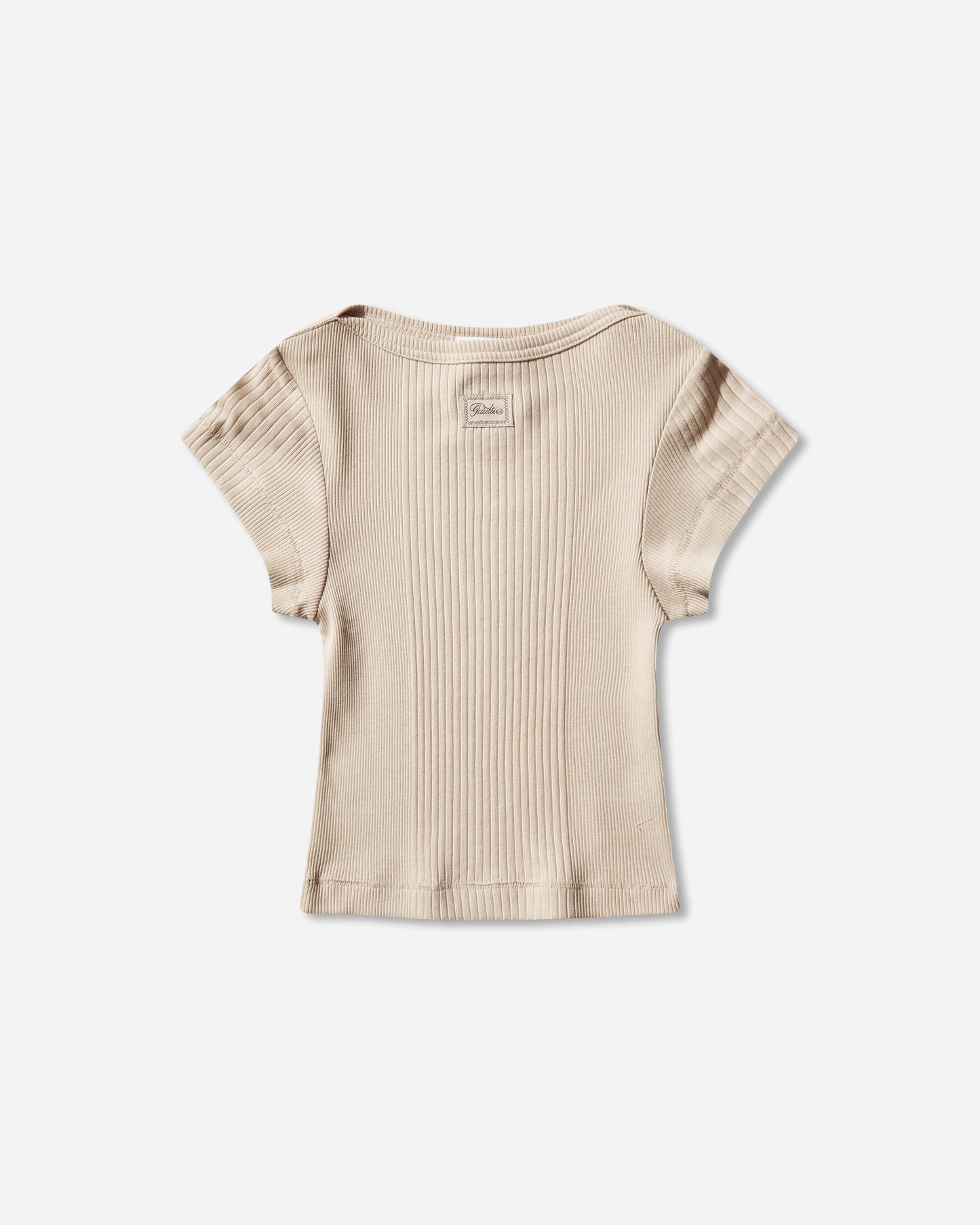 Jean Paul Gaultier Wmns Cotton Ribbed Cropped Baby Tee With "Gaultier" Patch Nude T-Shirts Shortsleeve 26-01-W-TO429-J014 63