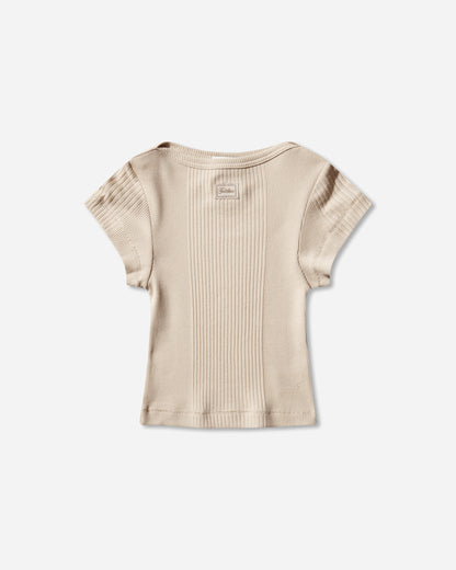 Jean Paul Gaultier Wmns Cotton Ribbed Cropped Baby Tee With "Gaultier" Patch Nude T-Shirts Shortsleeve 26-01-W-TO429-J014 63