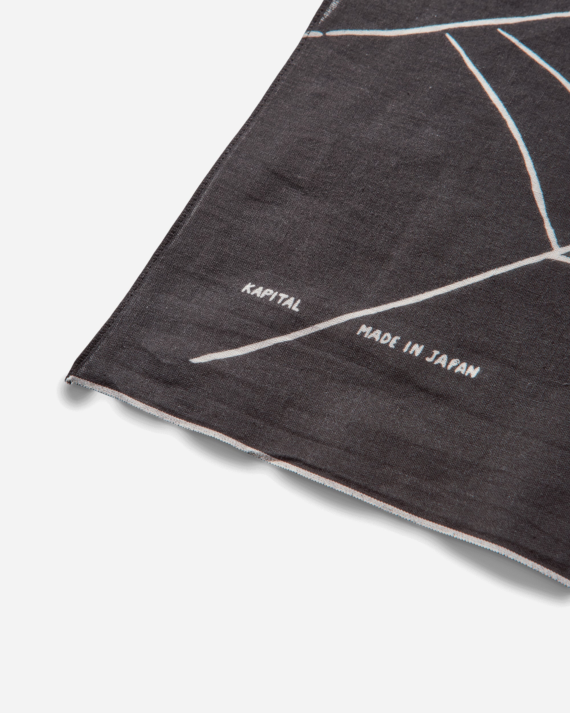 KAPITAL Fastcolor Selvedge Bandanna Spider Peckish Rainbowy Black Gloves and Scarves Bandanas K2504BA529 BLACK