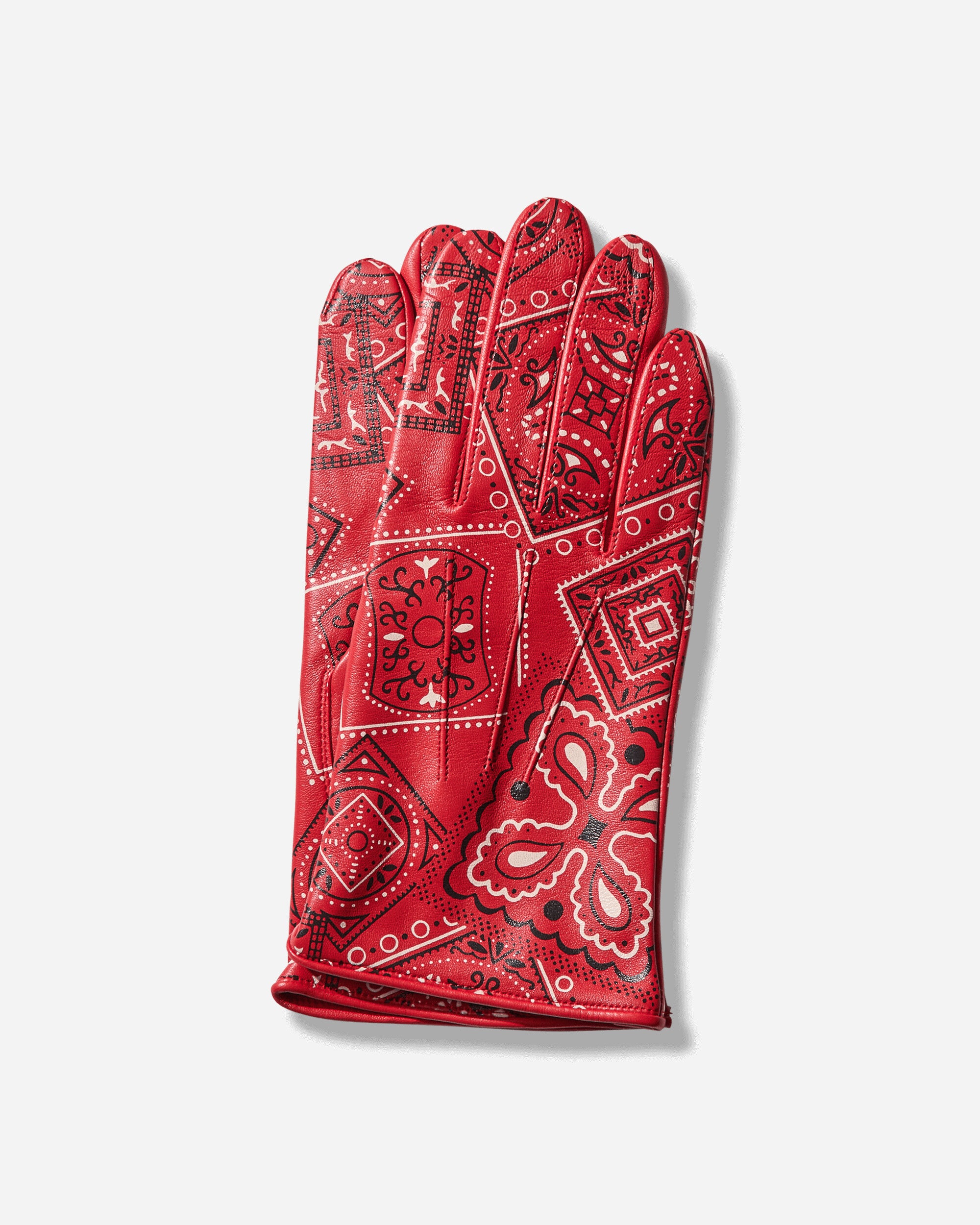KAPITAL Leather Cookie Bandanna Gloves Red Gloves and Scarves Gloves K2409XG506 RED