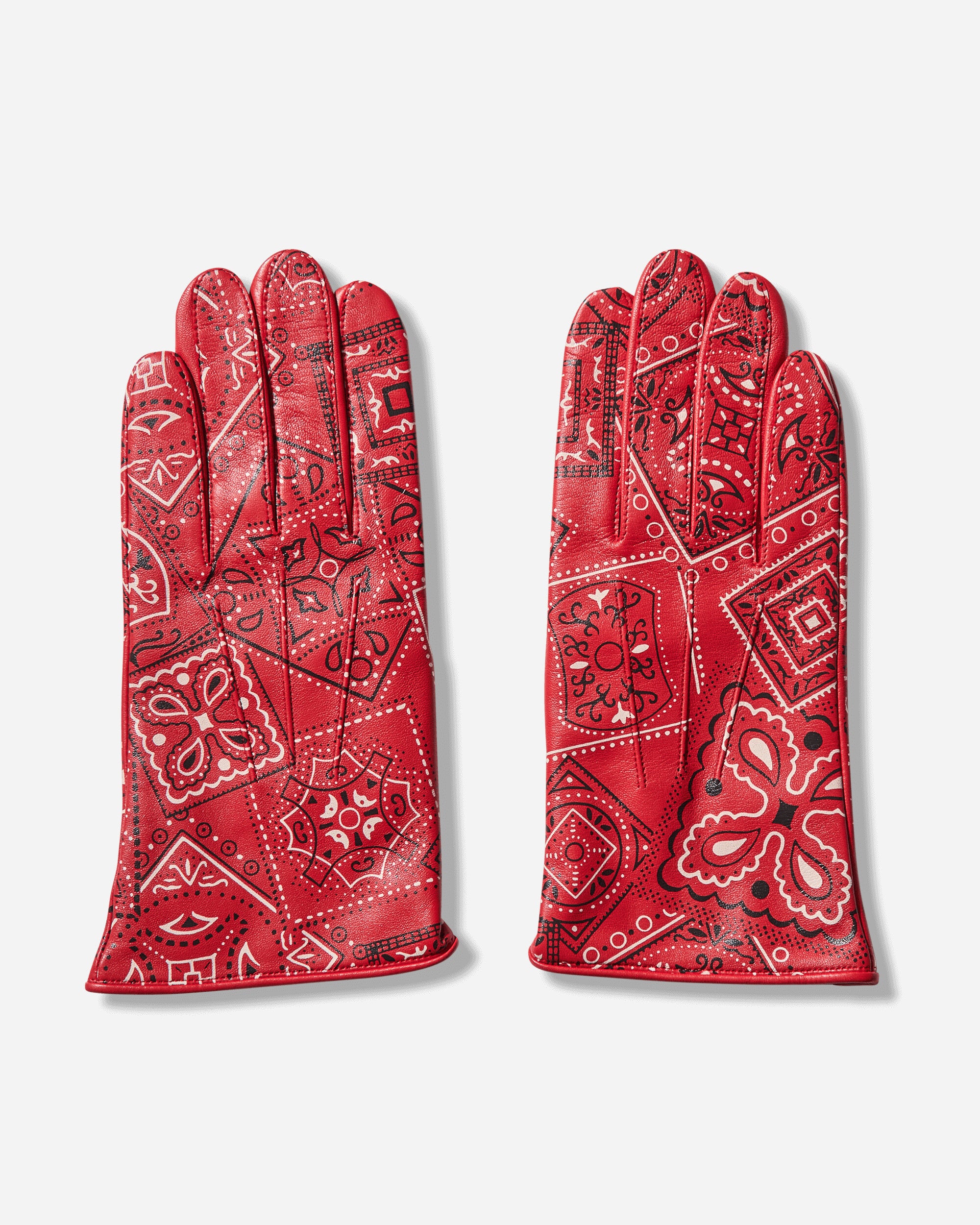 KAPITAL Leather Cookie Bandanna Gloves Red Gloves and Scarves Gloves K2409XG506 RED