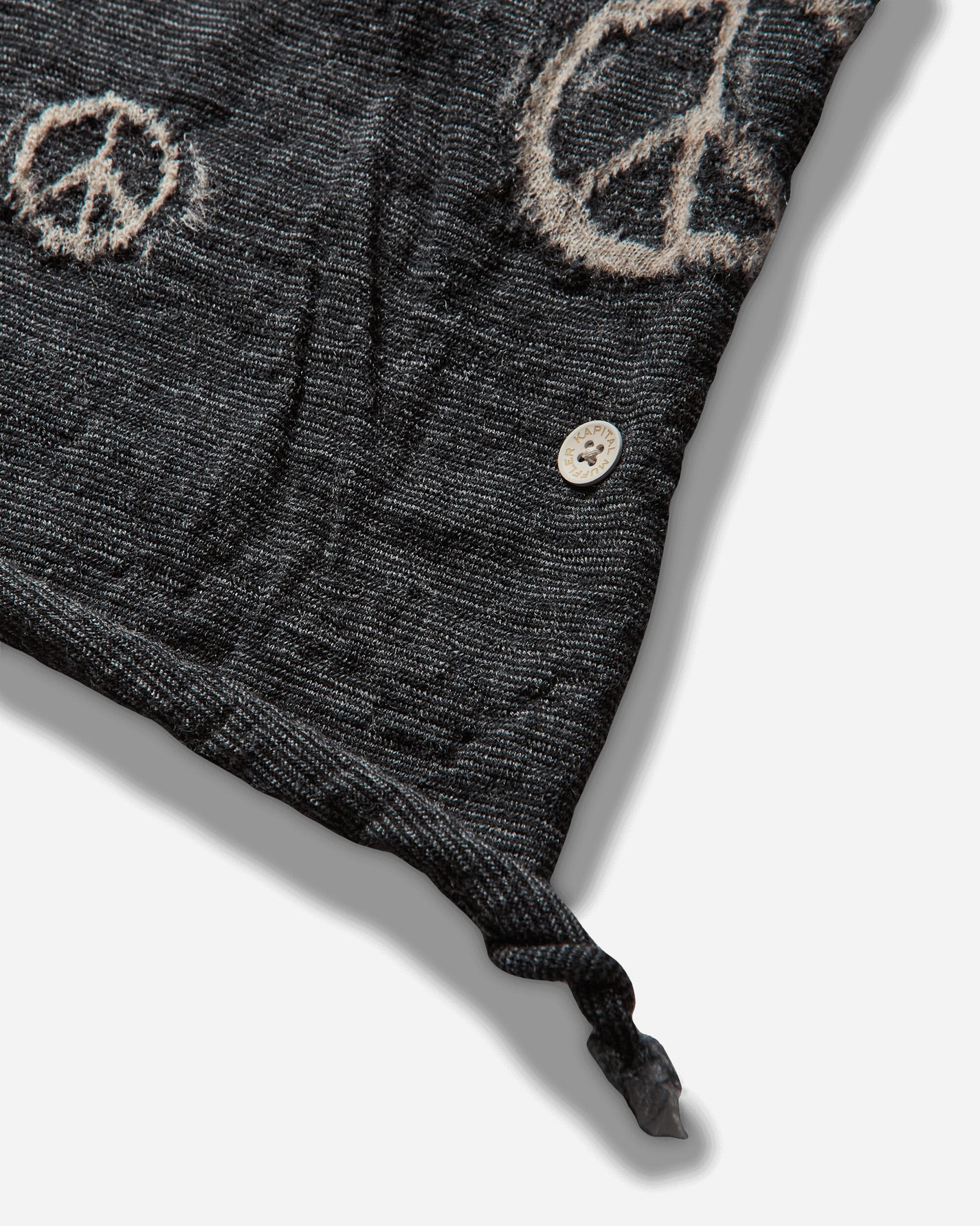 KAPITAL Fulling Wool Happy Scarf Peace Black Gloves and Scarves Scarves and Warmneck EK-1819XM BLACK