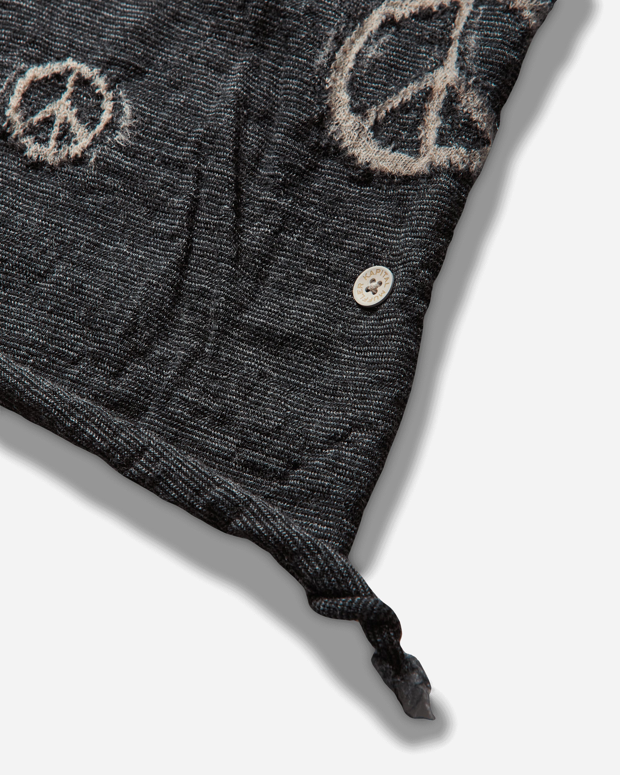 KAPITAL Fulling Wool Happy Scarf Peace Black Gloves and Scarves Scarves and Warmneck EK-1819XM BLACK