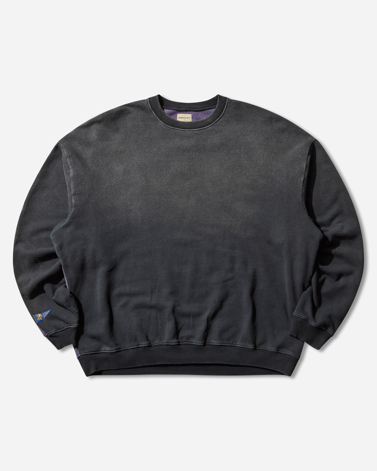 KAPITAL Sweat Knit 2Tones Reage Big Sweatshirt Bone Black/Purple Sweatshirts Crewneck EK-1139LCA BLKXPURPLE