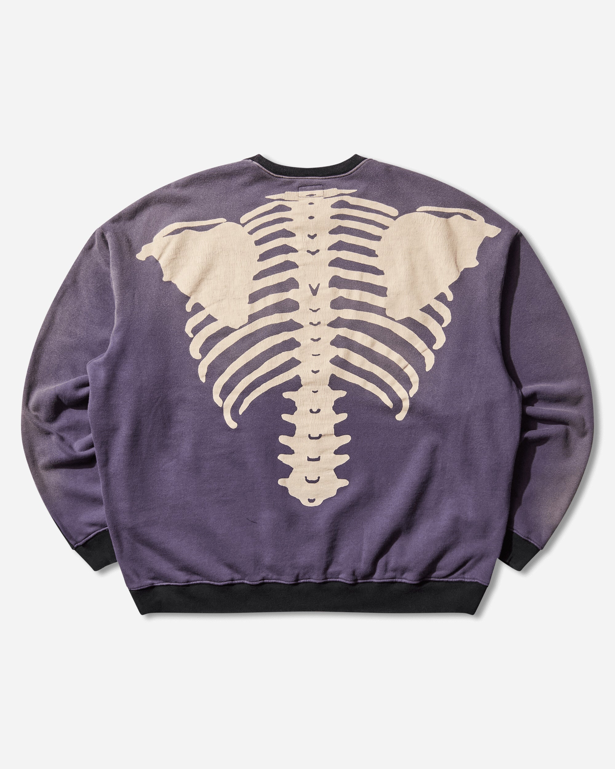 KAPITAL Sweat Knit 2Tones Reage Big Sweatshirt Bone Black/Purple Sweatshirts Crewneck EK-1139LCA BLKXPURPLE