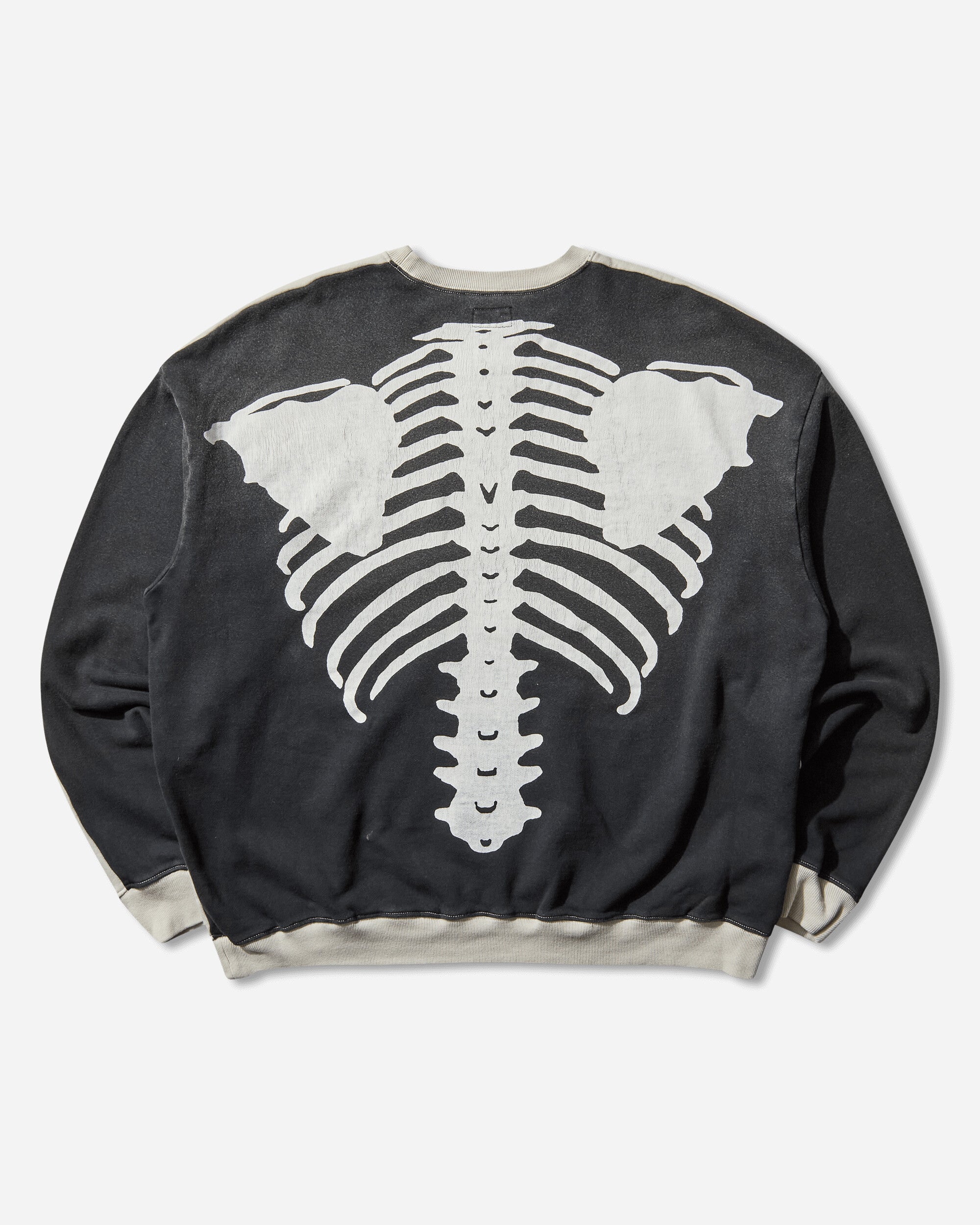 KAPITAL Sweat Knit 2Tones Reage Big Sweatshirt Bone Ecru/Black Sweatshirts Crewneck EK-1139LCA ECRXBLACK