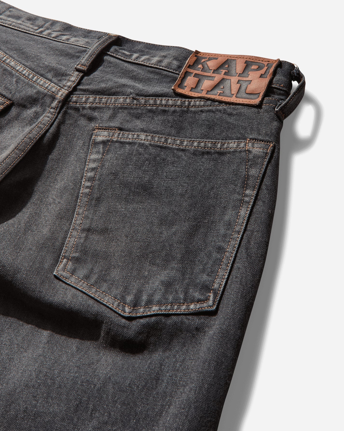 KAPITAL 14Oz Blk Denim 5P Monkey Cisco Studs Black Pants Denim EK-1243LPA BLACK