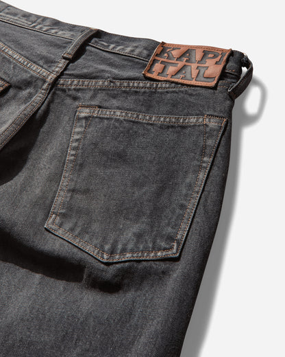 KAPITAL 14Oz Blk Denim 5P Monkey Cisco Studs Black Pants Denim EK-1243LPA BLACK