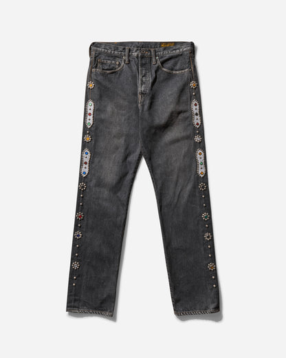 KAPITAL 14Oz Blk Denim 5P Monkey Cisco Studs Black Pants Denim EK-1243LPA BLACK