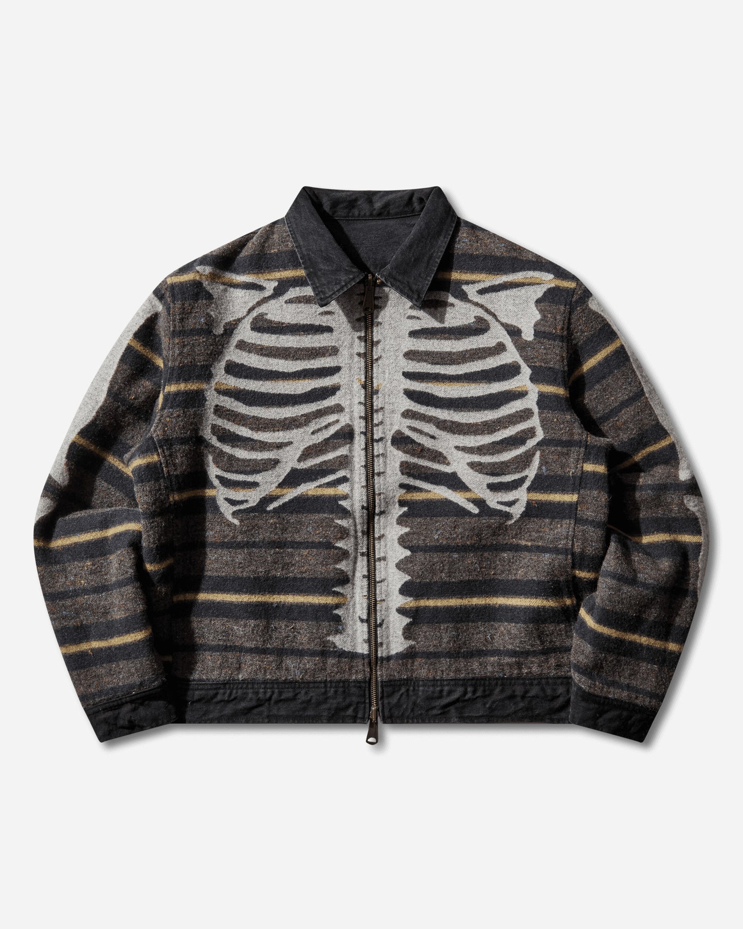 KAPITAL 14Oz Blkxblk Denim Bone Lining Reversible Zipup Work Jacket Black Coats and Jackets Jackets K2310LJ085 BLKXBLK