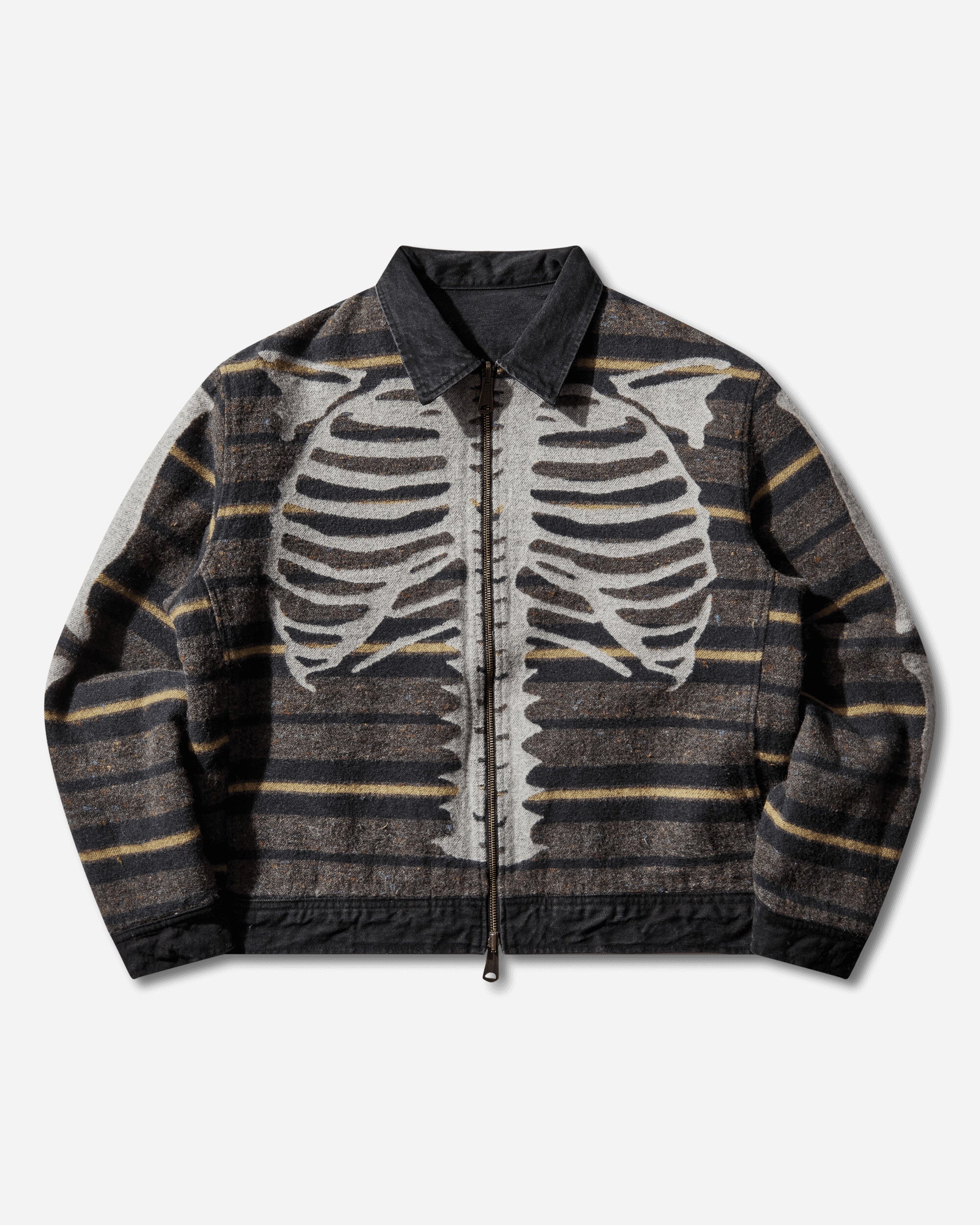 KAPITAL 14Oz Blkxblk Denim Bone Lining Reversible Zipup Work Jacket Black Coats and Jackets Jackets K2310LJ085 BLKXBLK