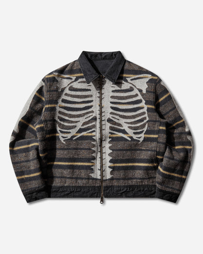 KAPITAL 14Oz Blkxblk Denim Bone Lining Reversible Zipup Work Jacket Black Coats and Jackets Jackets K2310LJ085 BLKXBLK