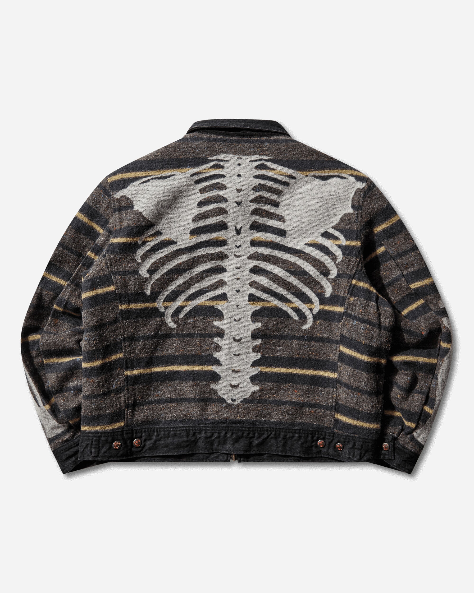 KAPITAL 14Oz Blkxblk Denim Bone Lining Reversible Zipup Work Jacket Black Coats and Jackets Jackets K2310LJ085 BLKXBLK