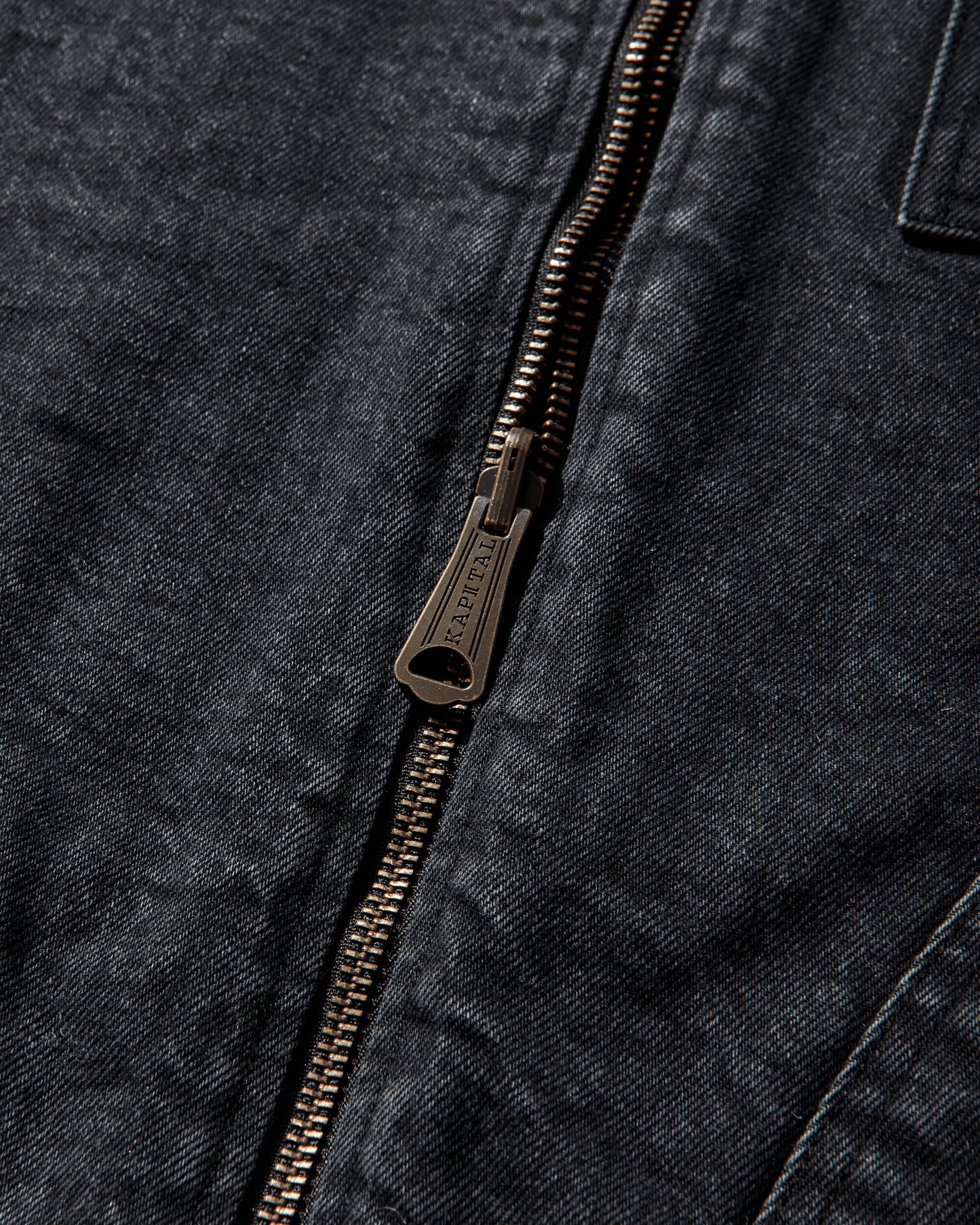 KAPITAL 14Oz Blkxblk Denim Bone Lining Reversible Zipup Work Jacket Black Coats and Jackets Jackets K2310LJ085 BLKXBLK