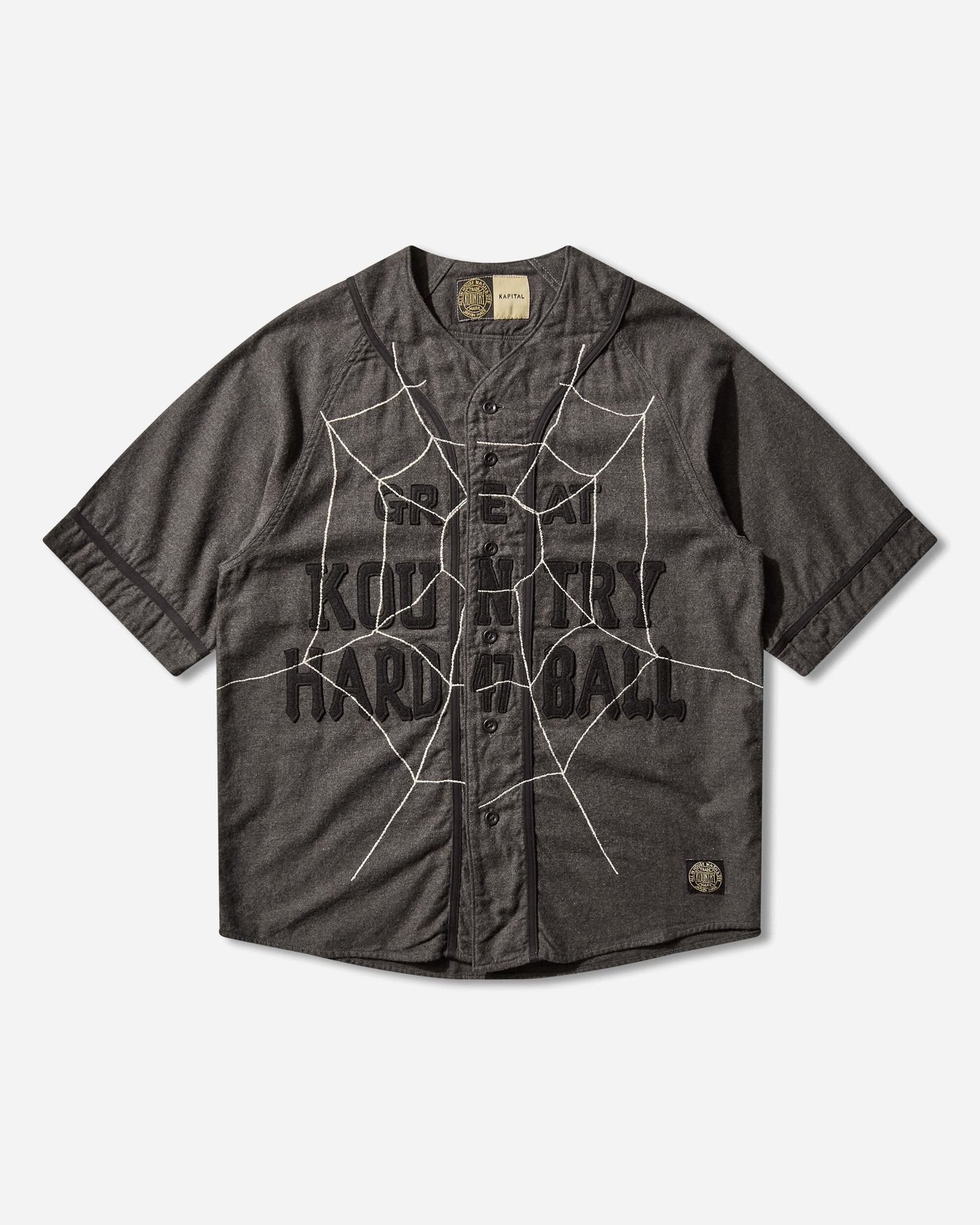 KAPITAL Cotton Wool Great Kountry Baseball Shirt Kountry Dream Catch Remake Dark Gray Shirts Shortsleeve Shirt K2505SS215 DARKGRAY