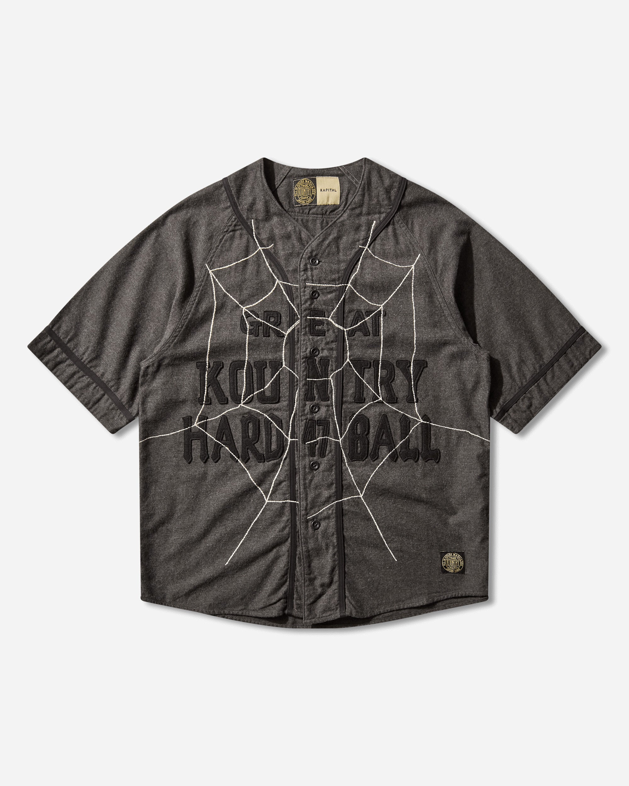 KAPITAL Cotton Wool Great Kountry Baseball Shirt Kountry Dream Catch Remake Dark Gray Shirts Shortsleeve Shirt K2505SS215 DARKGRAY