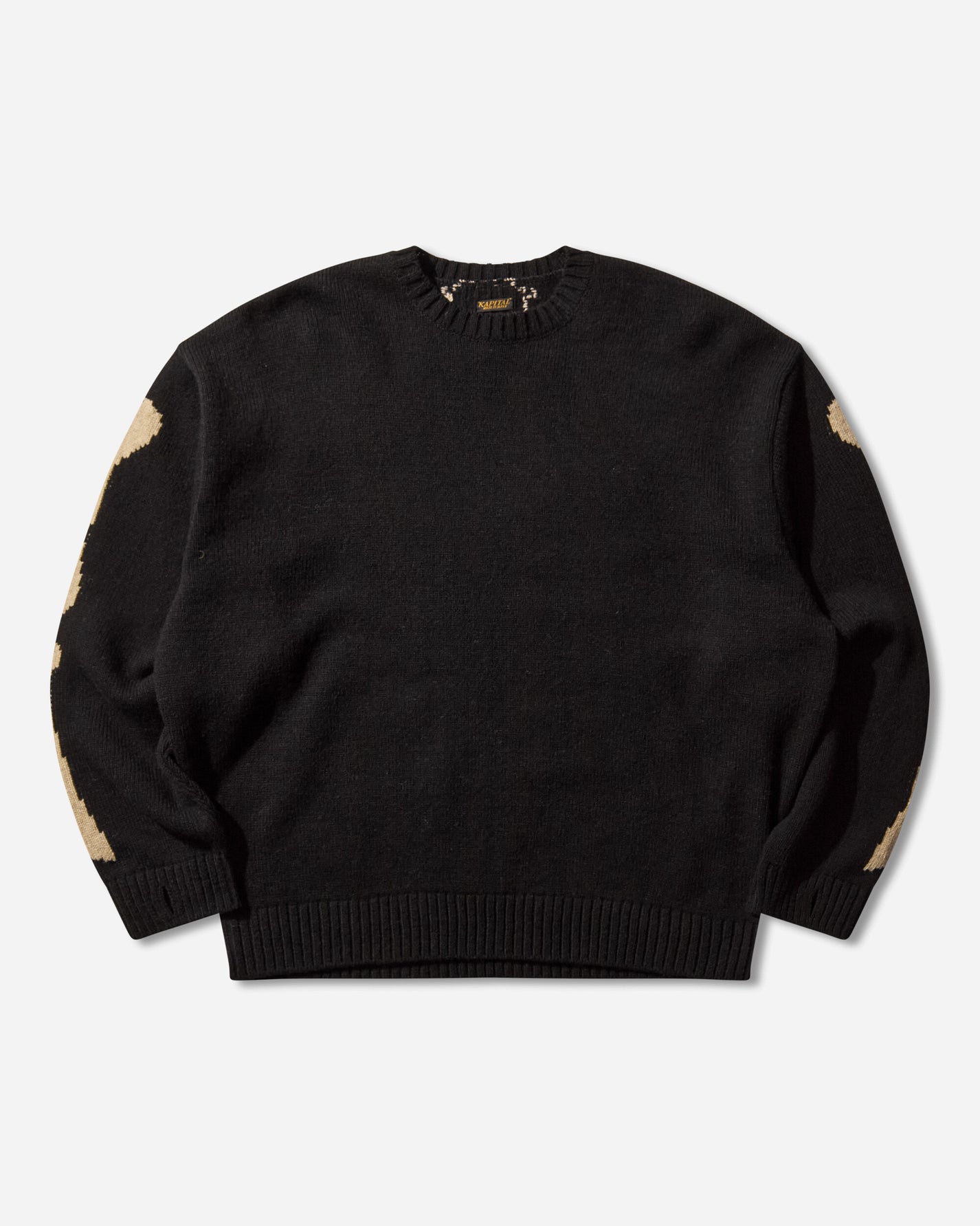 KAPITAL 5G Wool Bone Crew Sweater Black Knitwears Sweaters EK-1537KN BLACK