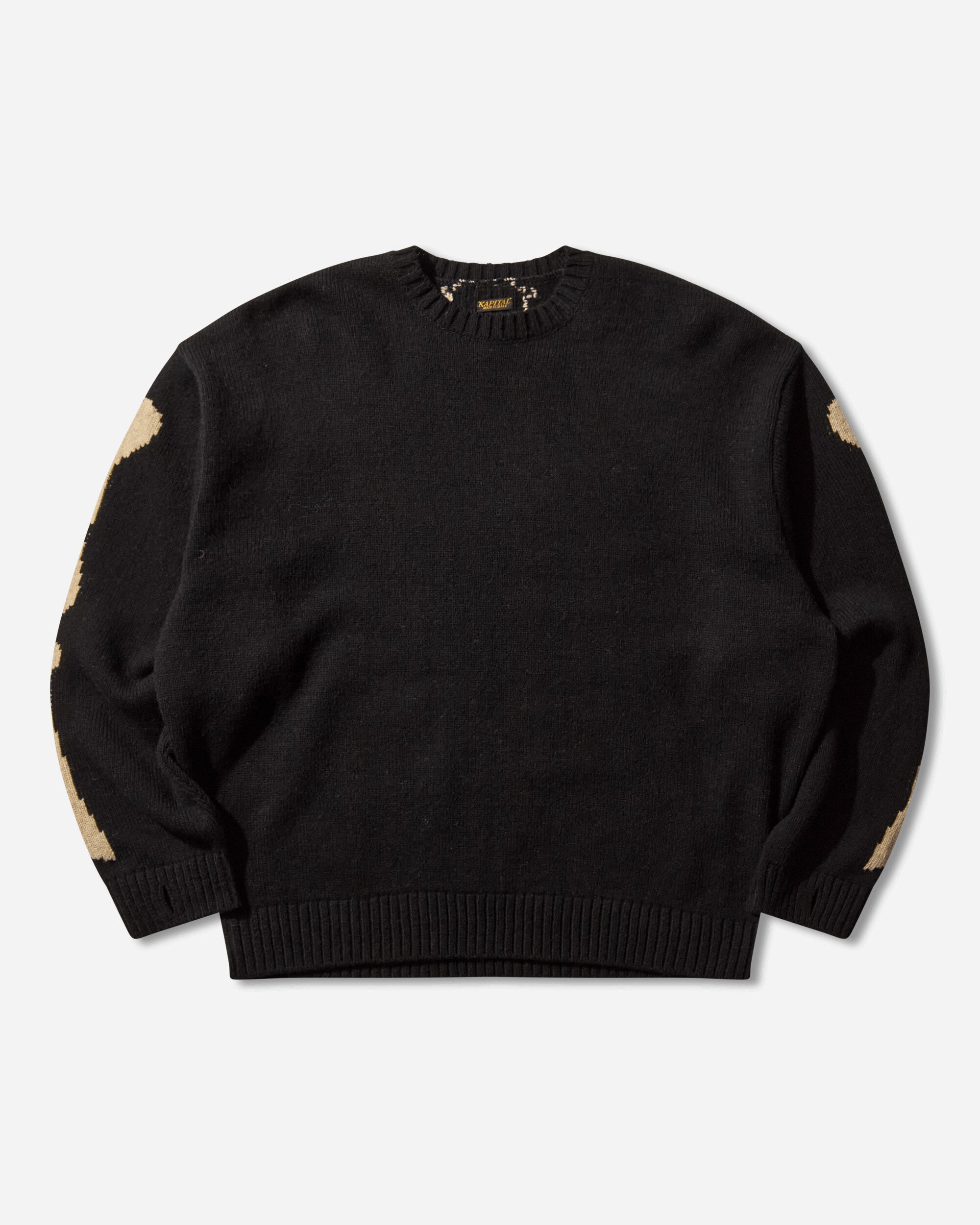 KAPITAL 5G Wool Bone Crew Sweater Black Knitwears Sweaters EK-1537KN BLACK