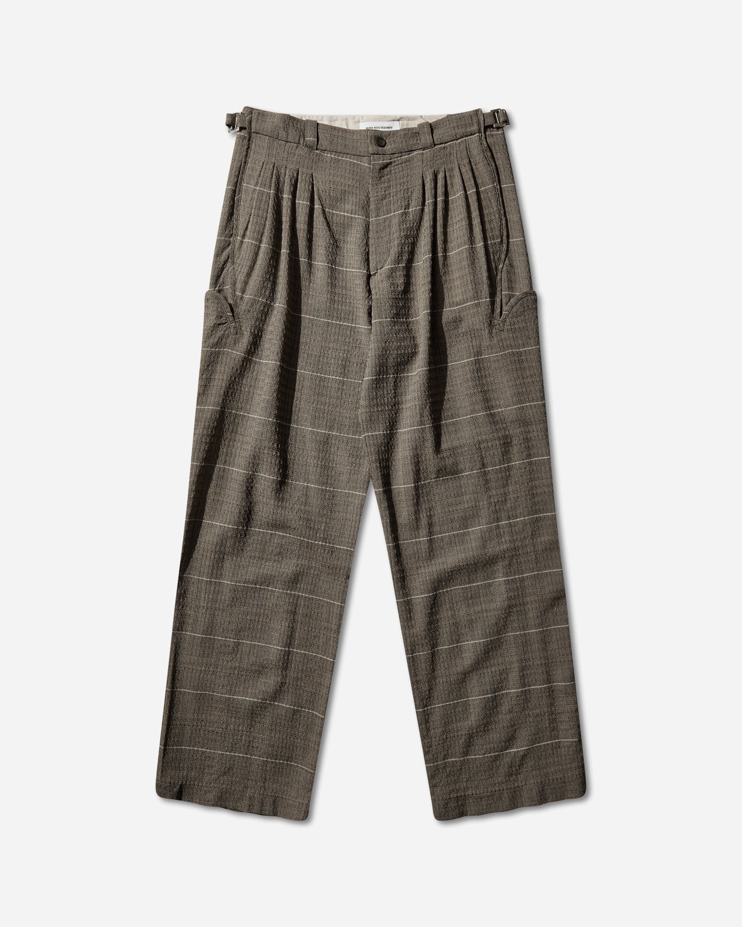 Kiko Kostadinov Andras Formal Trousers Taupe Check Pants Casual KKSS26T01 01