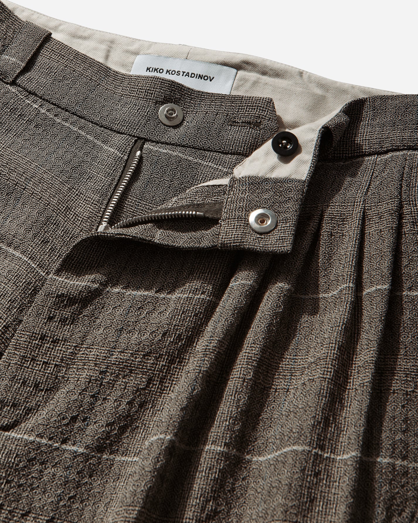 Kiko Kostadinov Andras Formal Trousers Taupe Check Pants Casual KKSS26T01 01