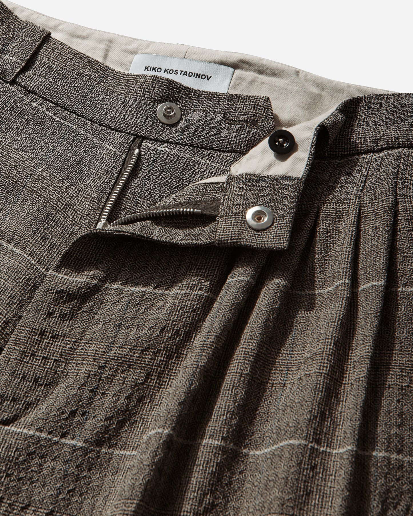 Kiko Kostadinov Andras Formal Trousers Taupe Check Pants Casual KKSS26T01 01