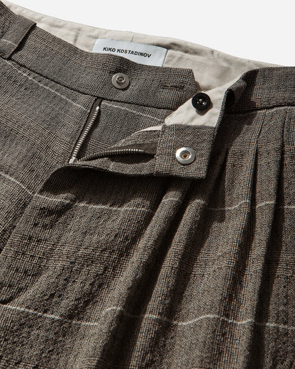 Kiko Kostadinov Andras Formal Trousers Taupe Check Pants Casual KKSS26T01 01