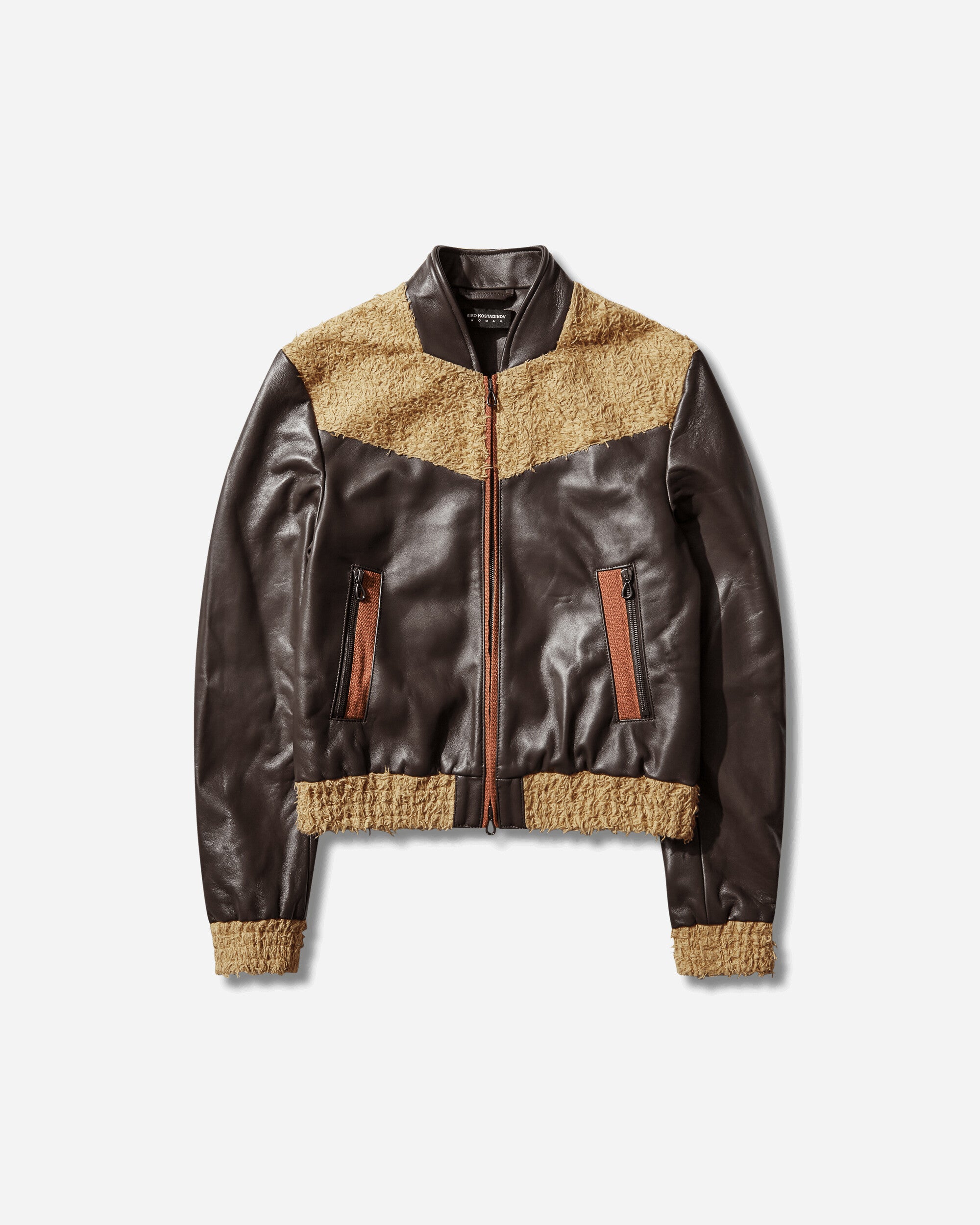 Kiko Kostadinov Wmns Konrad Leather Jacket Black Coffee Coats and Jackets Leather Jackets KKWSS26J01-25 001