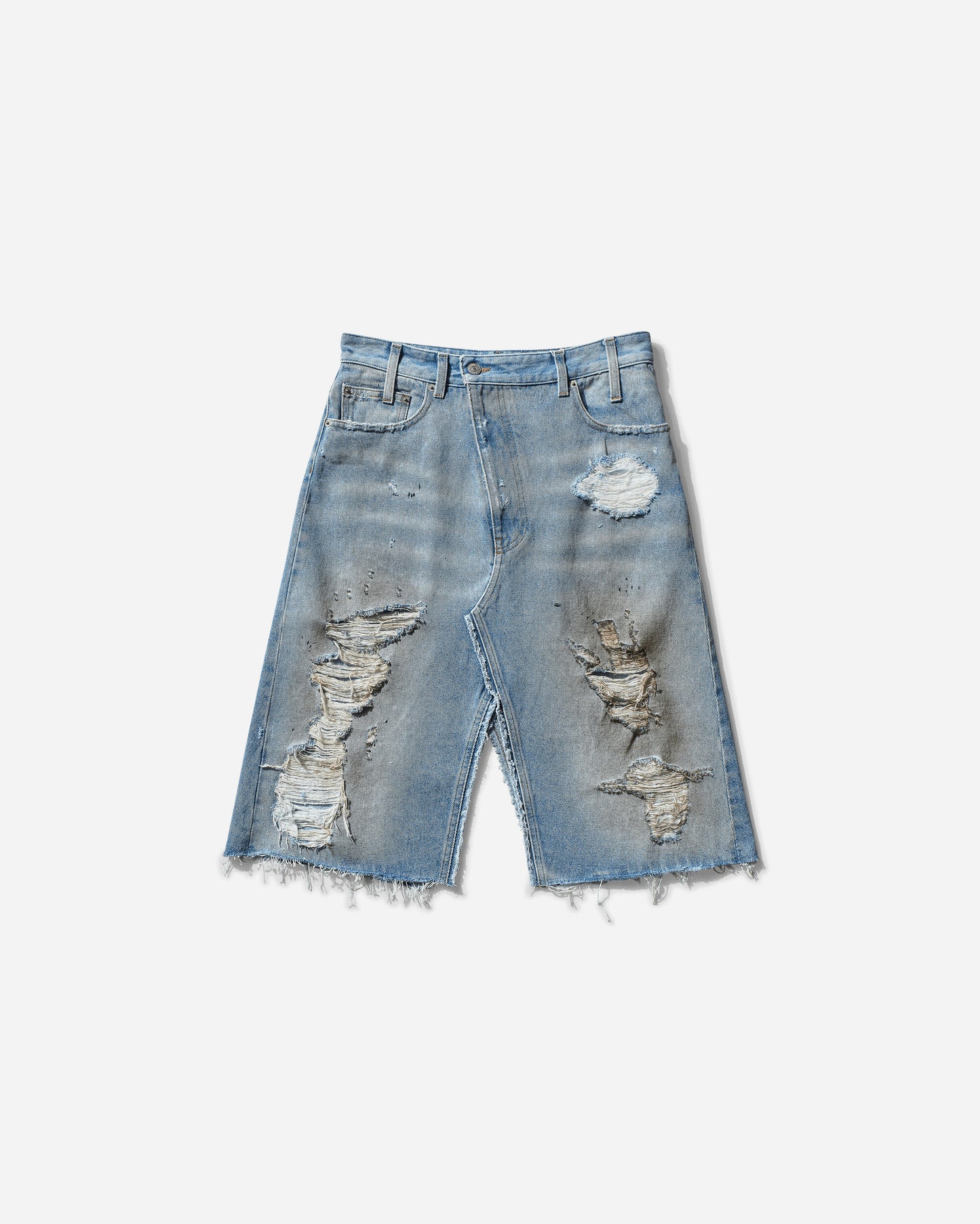 MM6 Maison Margiela Wmns Distressed Denim Skirt Medium Blue Skirts Denim Skirts S62MI0034 964