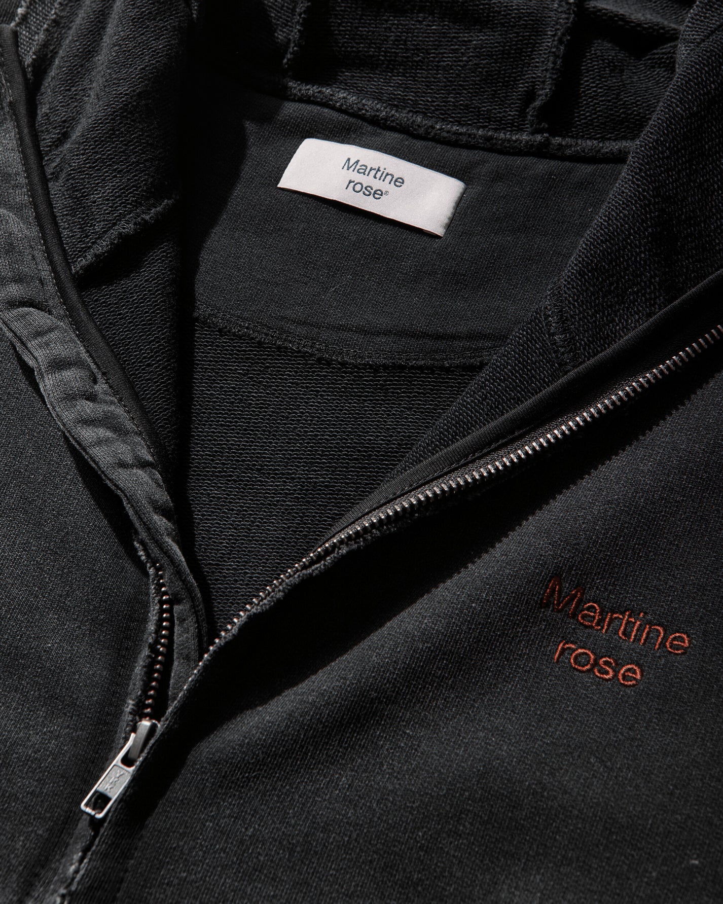 Martine Rose Hooded Zip Crew Black Washed Sweatshirts Zip-Ups 682JS02002