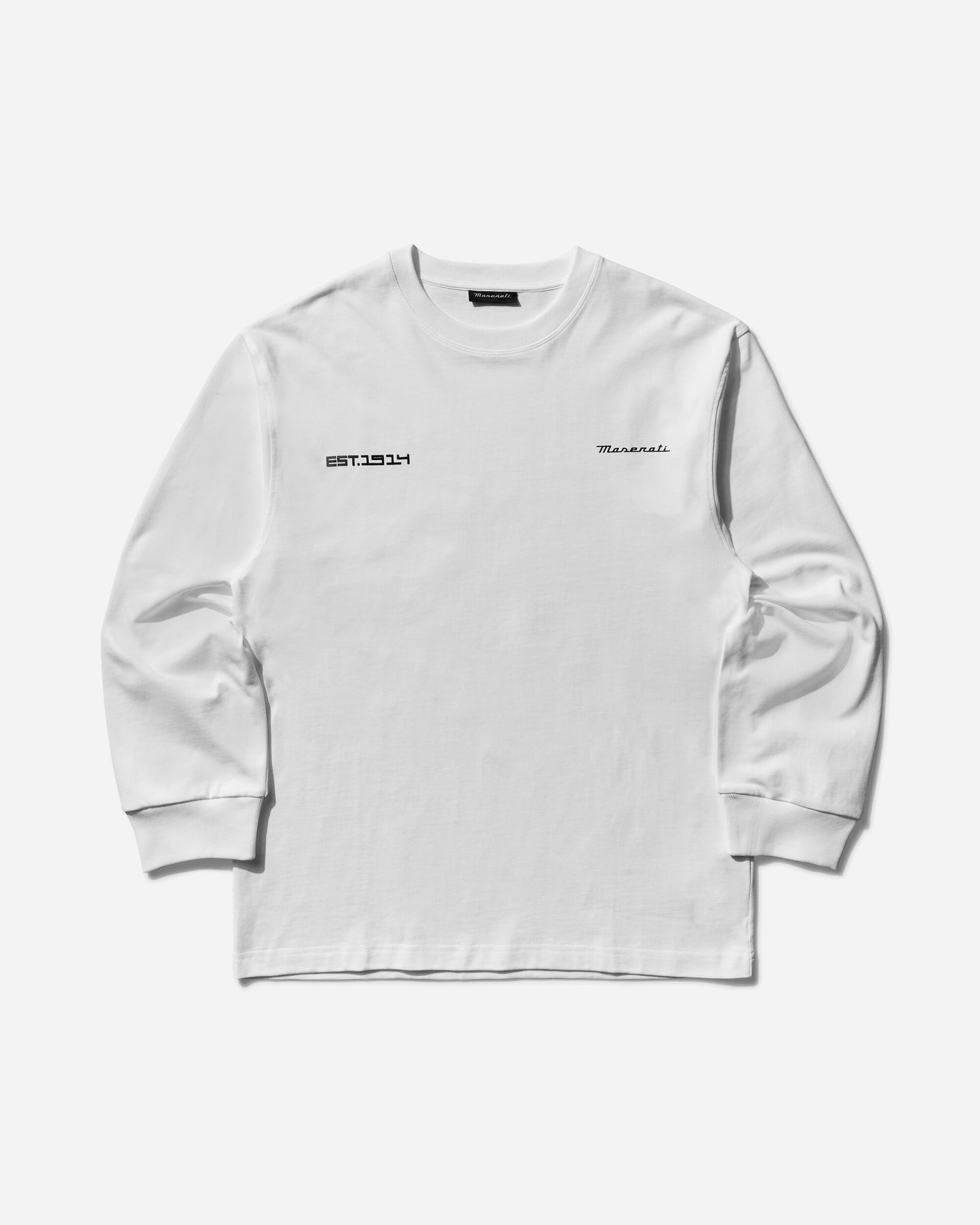 Maserati Heritage Long Sleeve White T-Shirts Top BMMW007JY05 WTH0001