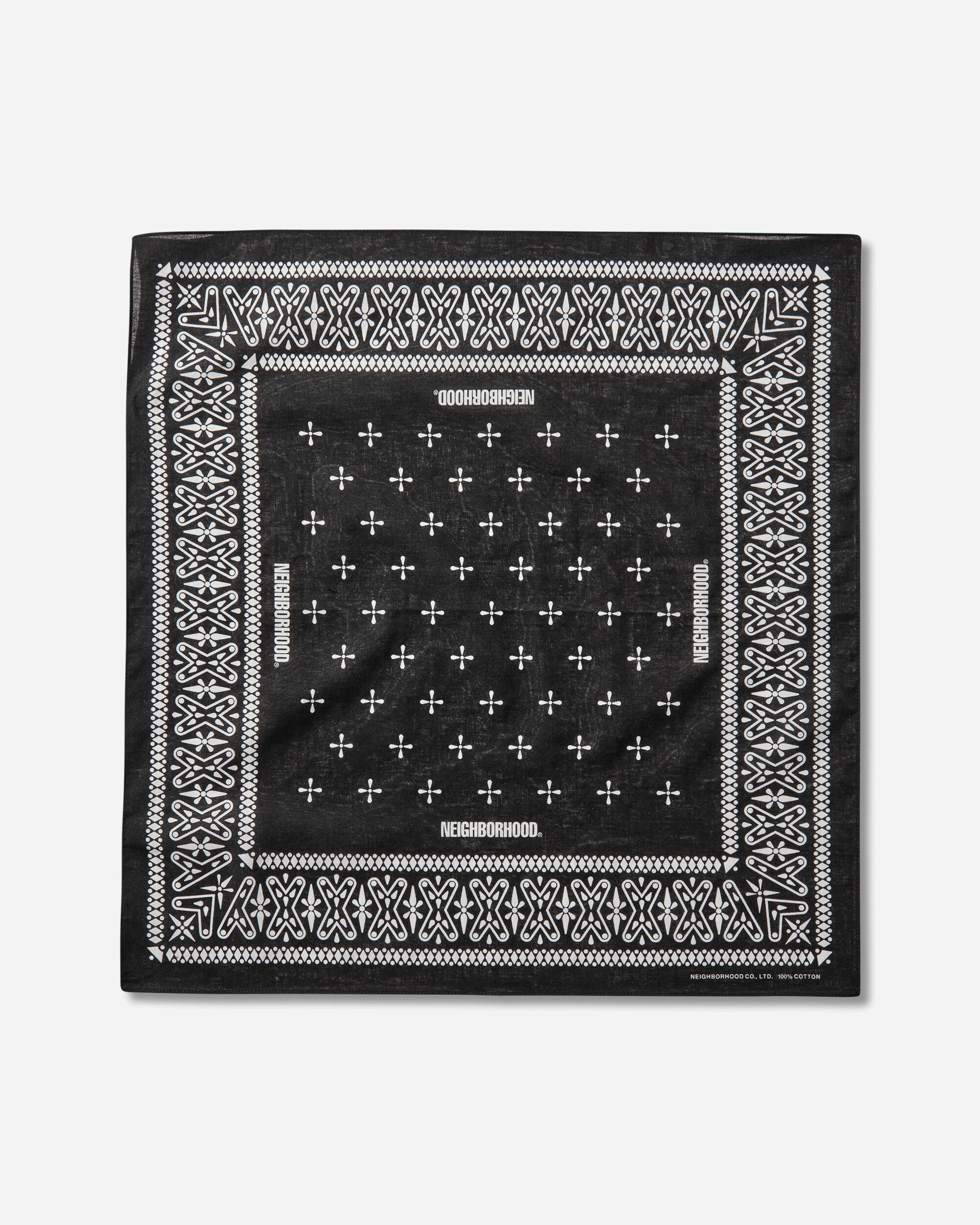Neighborhood Cross Pattern Bandana Black Gloves and Scarves Bandanas 261BXNH-AC01 BLACK