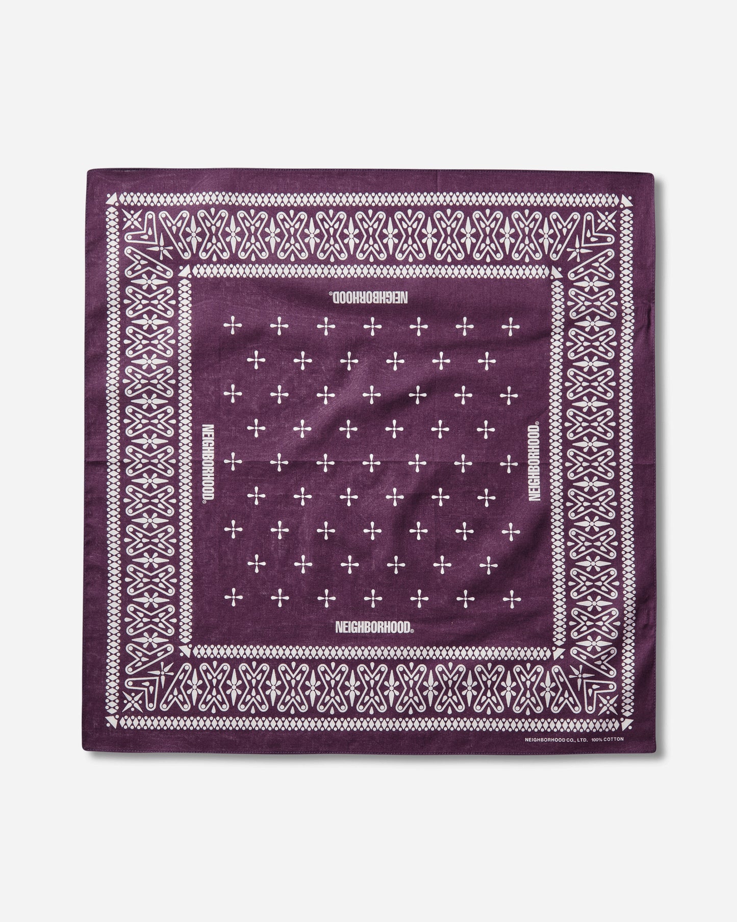 Neighborhood Cross Pattern Bandana Purple Gloves and Scarves Bandanas 261BXNH-AC01 PURPLE