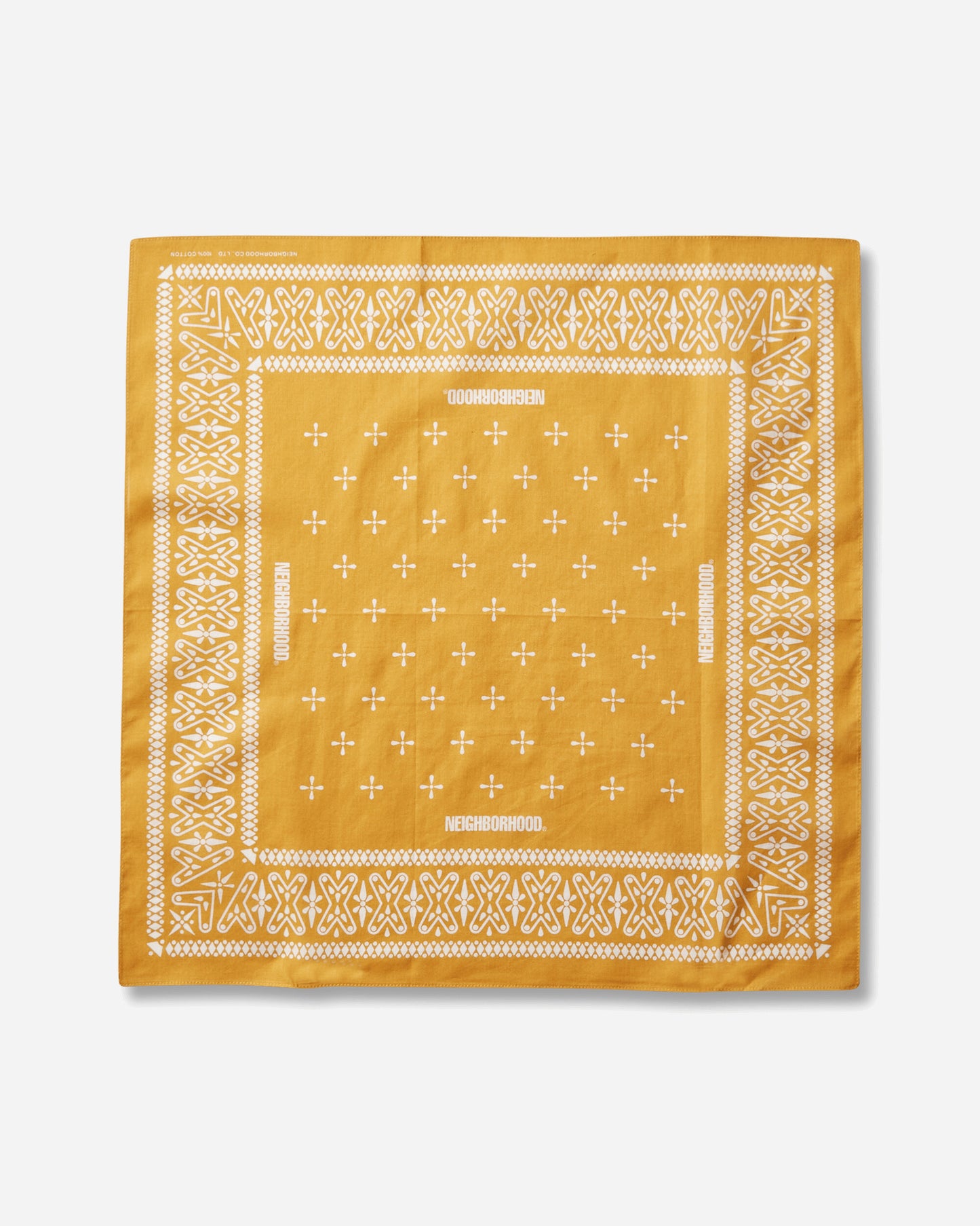 Neighborhood Cross Pattern Bandana Yellow Gloves and Scarves Bandanas 261BXNH-AC01 YELLOW