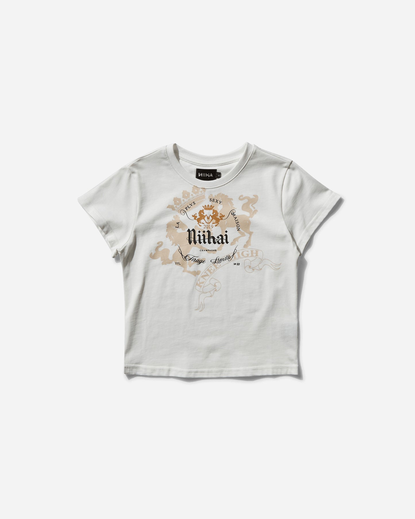 Nii Hai Wmns Champaigne Baby Tee In White White T-Shirts Cropped 2025-011-TPS-CHMP WHT