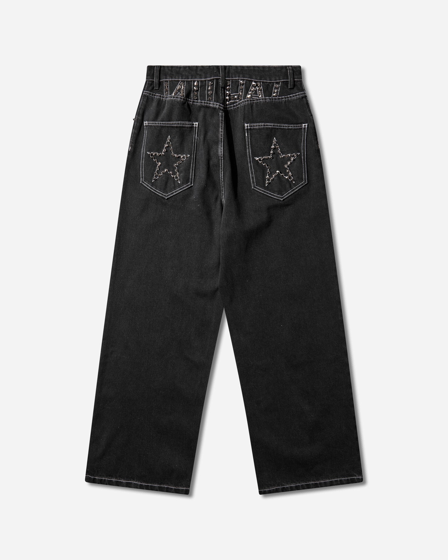 Nii Hai Wmns Baggy Jeans In Grey Wash With Studs Black Pants Denim AW23TRSBDBJ SPK