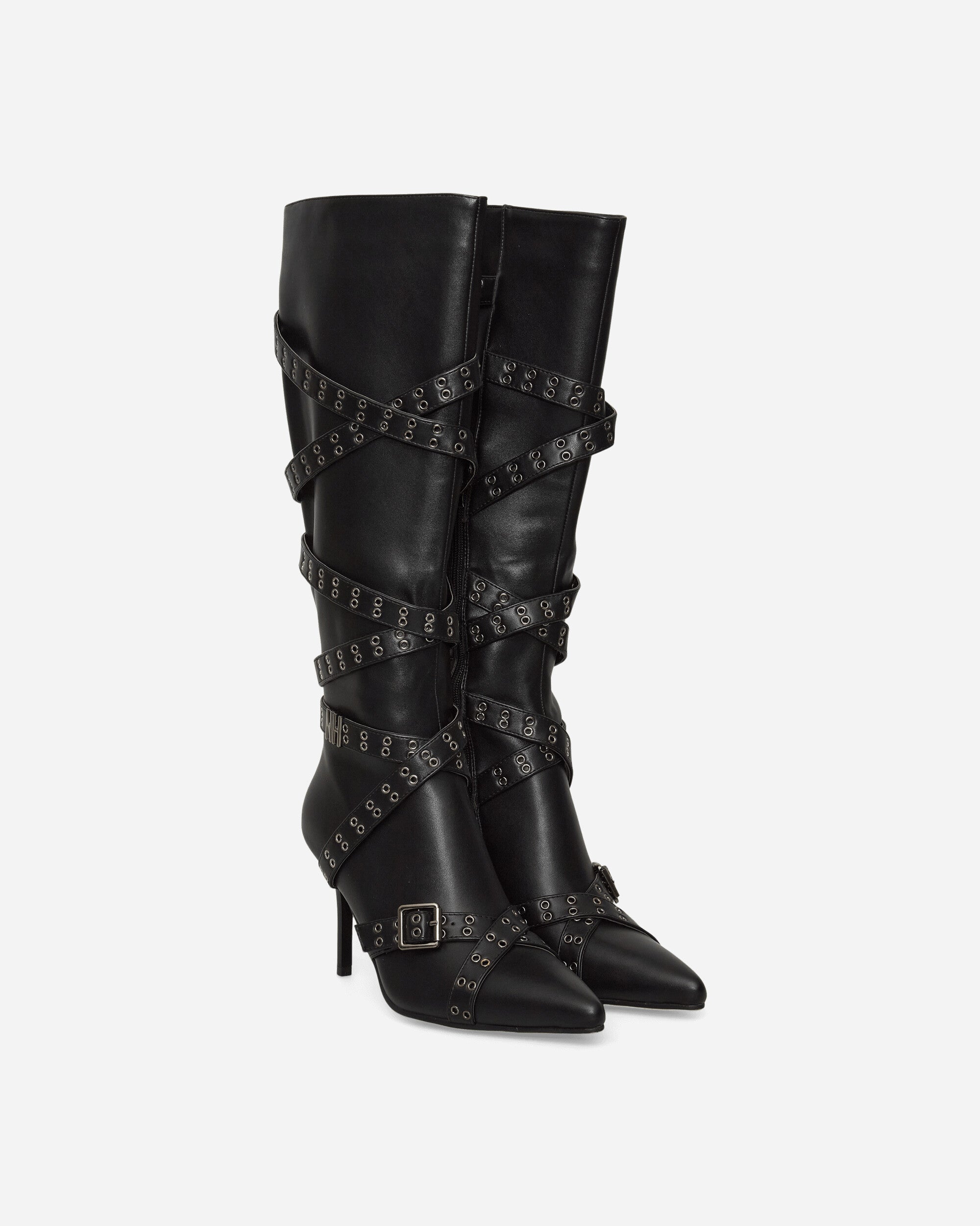 Nii Hai Wmns Nii Hai Strappy Boots In Black Black Boots Knee PRE22SHOENHSB BLK
