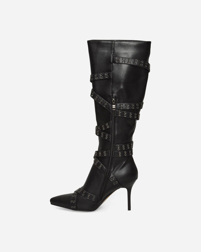 Nii Hai Wmns Nii Hai Strappy Boots In Black Black Boots Knee PRE22SHOENHSB BLK