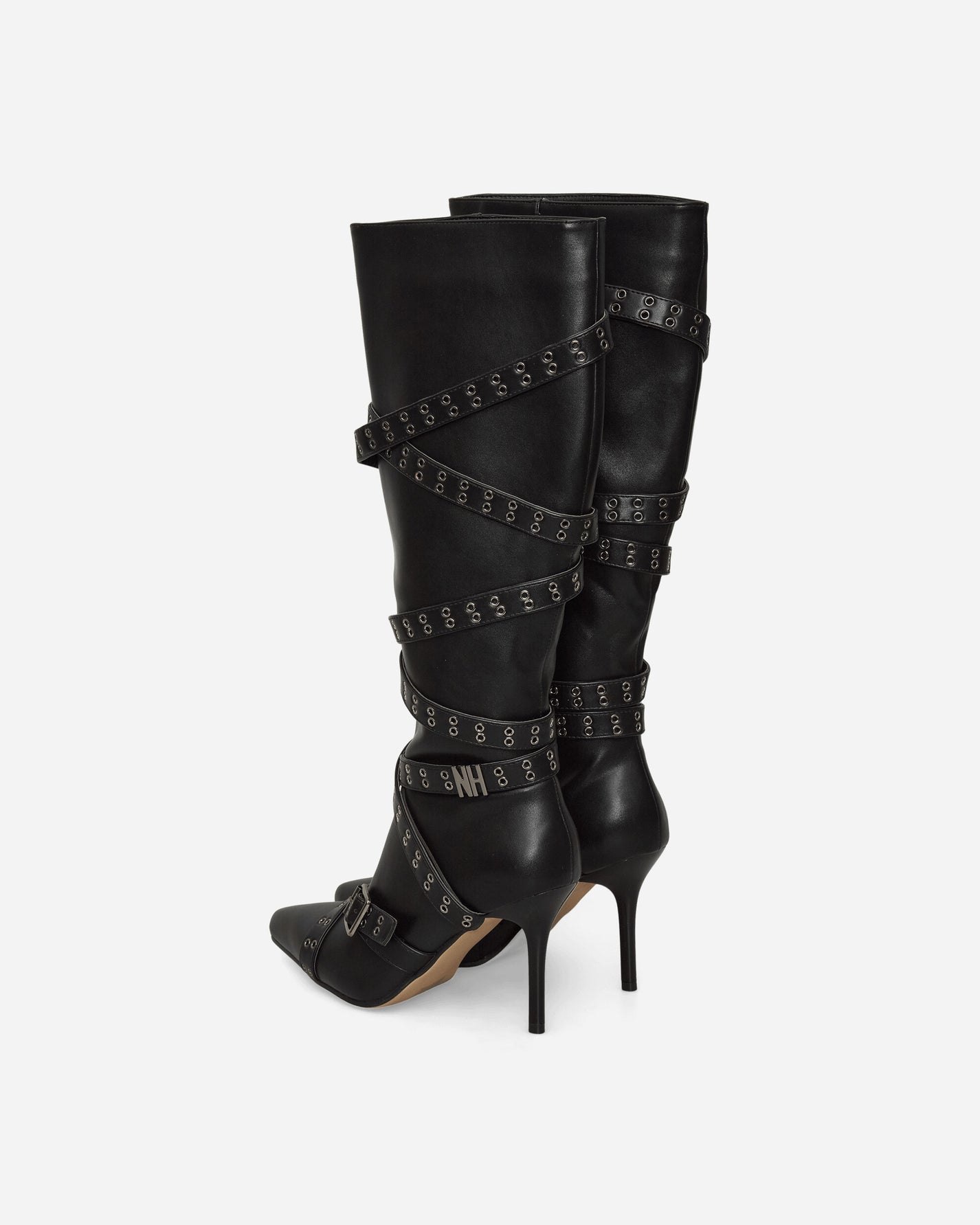 Nii Hai Wmns Nii Hai Strappy Boots In Black Black Boots Knee PRE22SHOENHSB BLK