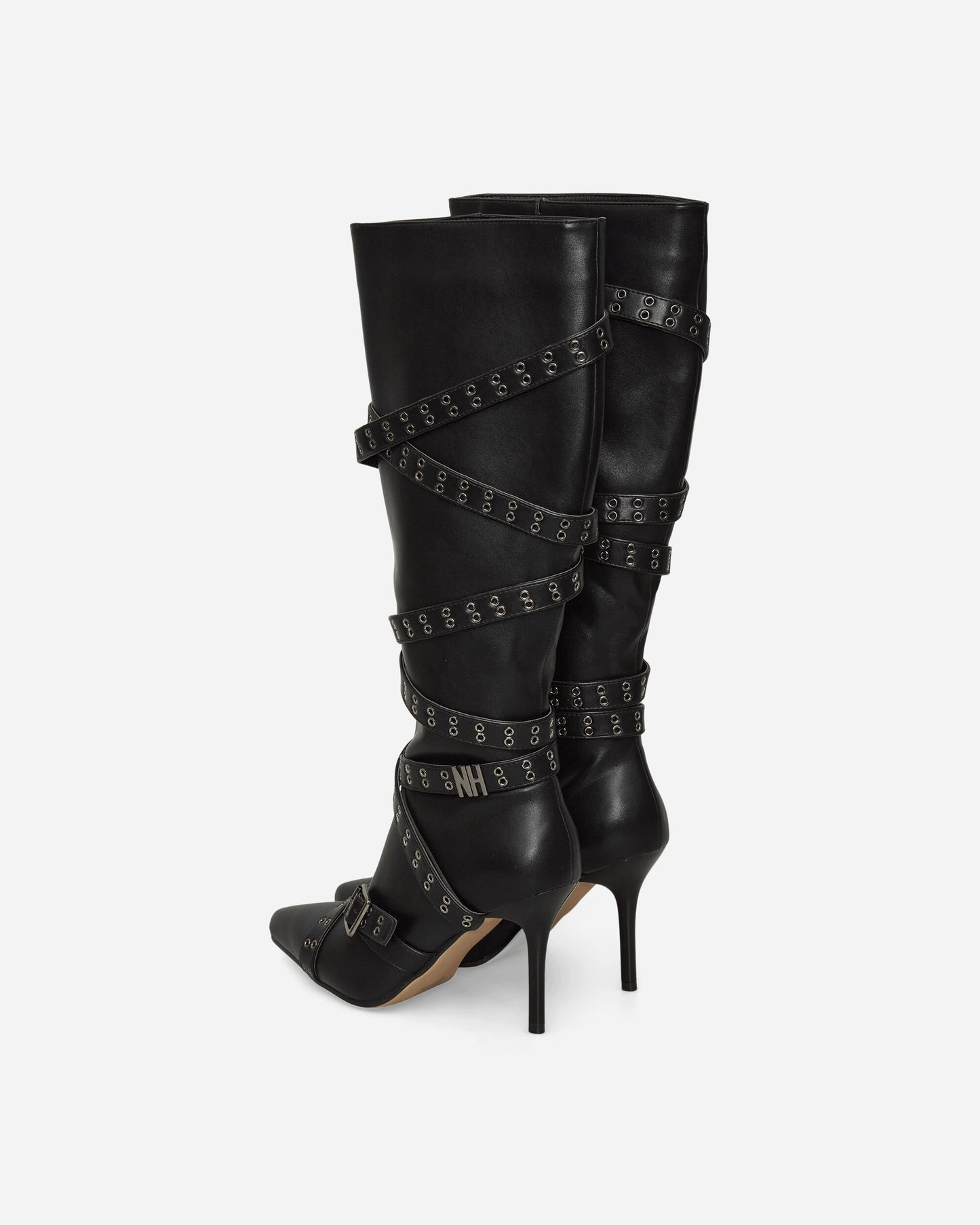 Nii Hai Wmns Nii Hai Strappy Boots In Black Black Boots Knee PRE22SHOENHSB BLK