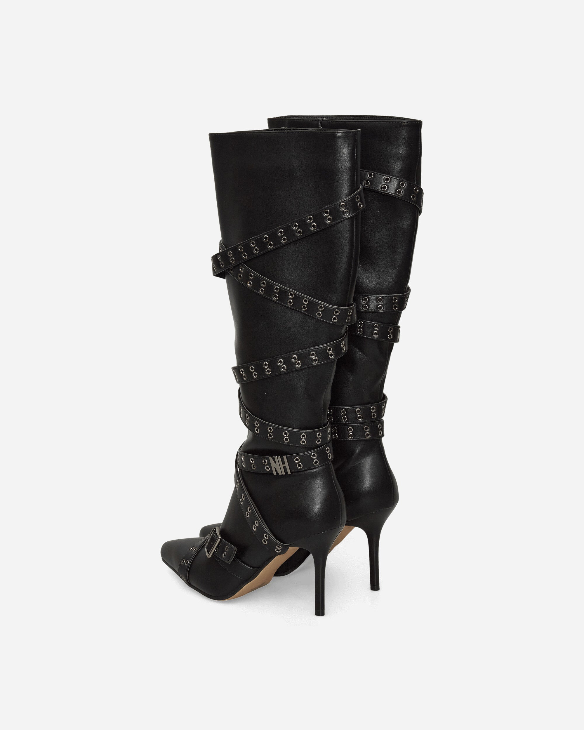 Nii Hai Wmns Nii Hai Strappy Boots In Black Black Boots Knee PRE22SHOENHSB BLK