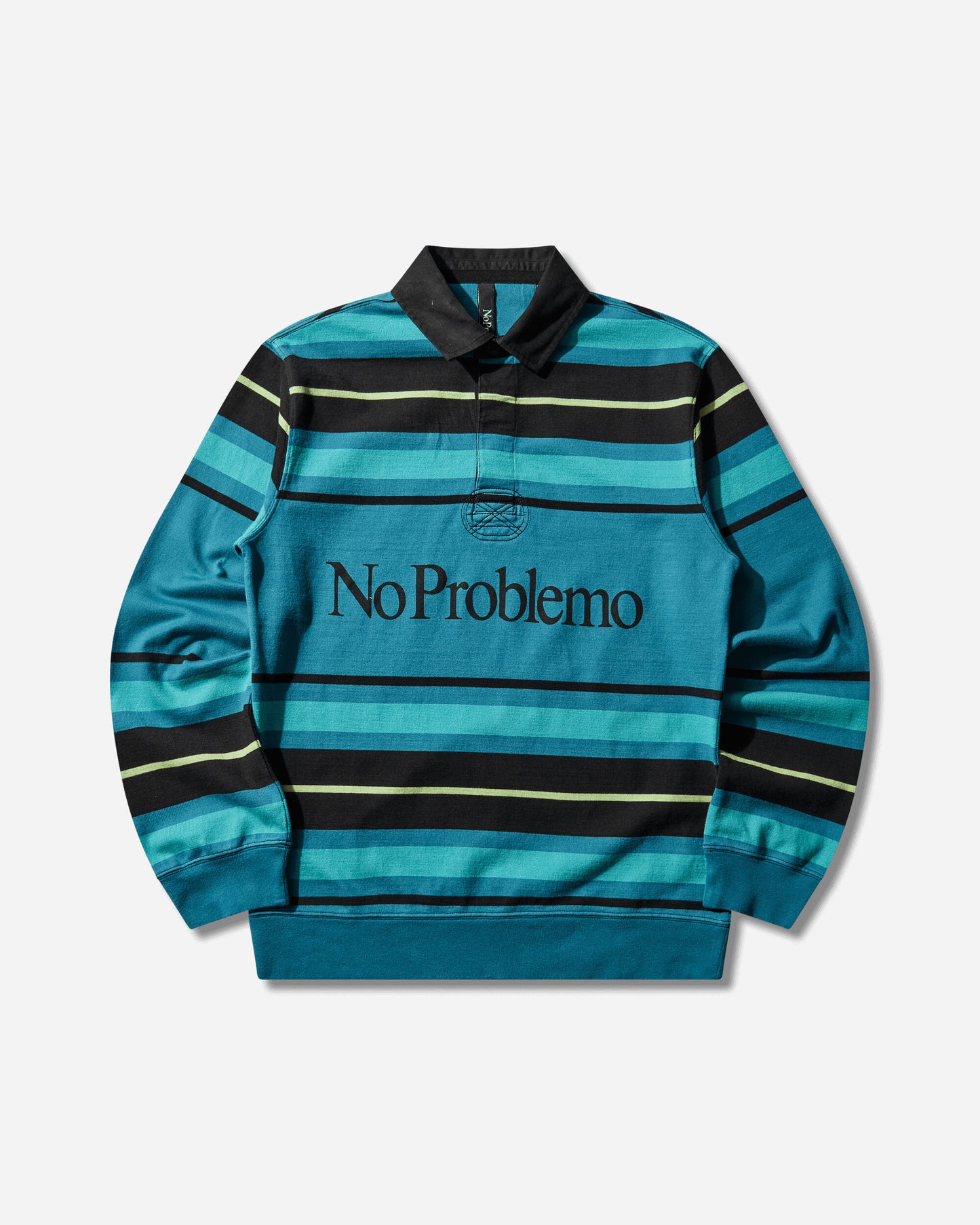 No Problemo Striped Ls Rugby Shirt Aqua T-Shirts Longsleeve NP4021405 AQUA