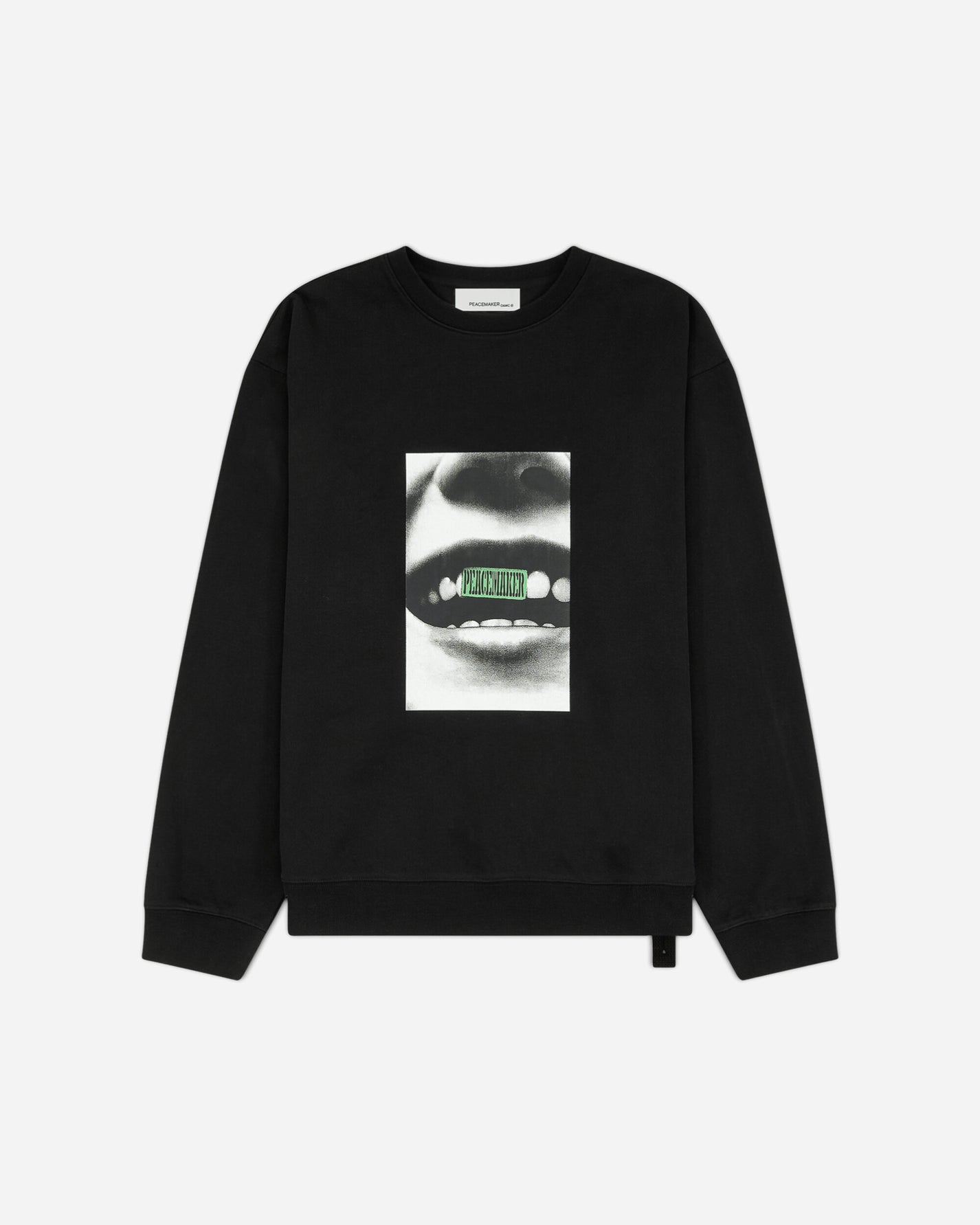 OAMC Peacemaker Loose Fit Crewneck Smile Print Black Sweatshirts Crewneck PCM2ON01QFT00299 99
