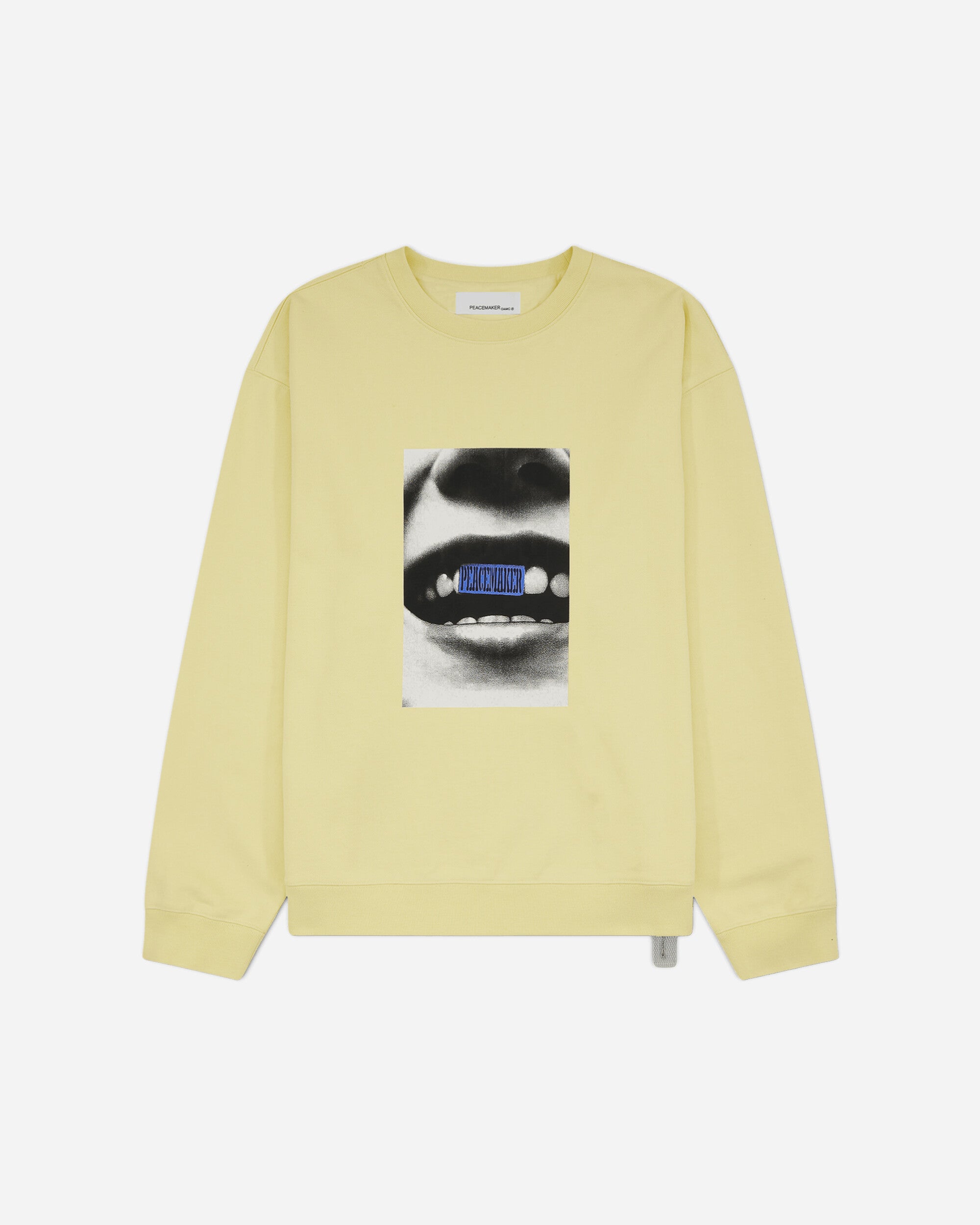 OAMC Peacemaker Loose Fit Crewneck Smile Print Light Yellow Sweatshirts Crewneck PCM2ON01QFT00214 14