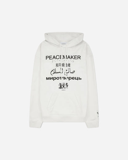 OAMC Peacemaker Loose Fit Hoodie Languages Print White Sweatshirts Hoodies PCM2OH01EFT00201 01
