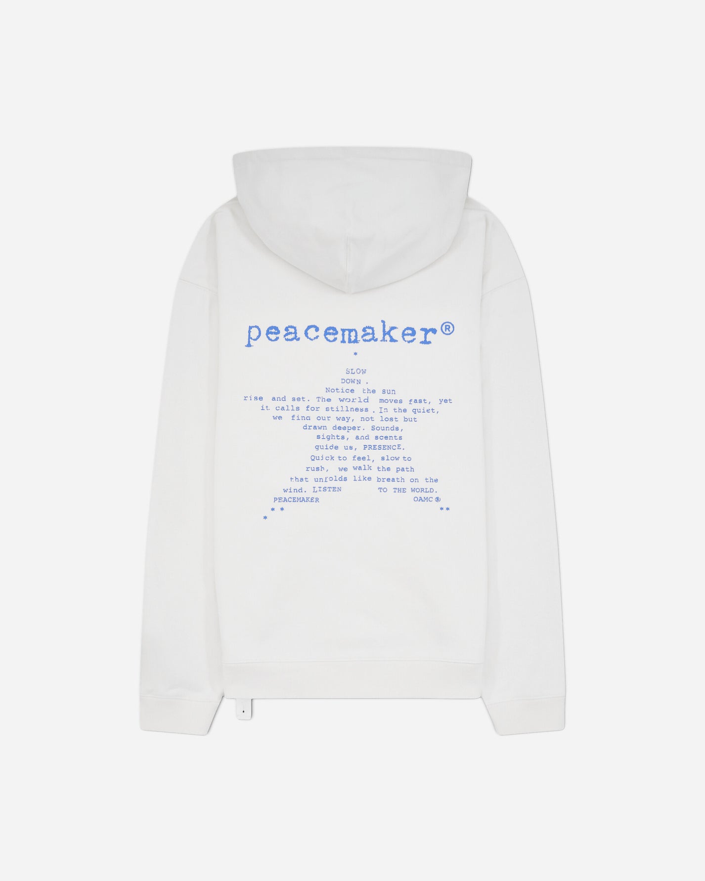 OAMC Peacemaker Loose Fit Hoodie Star Print White Sweatshirts Hoodies PCM2OH01LFT00201 01