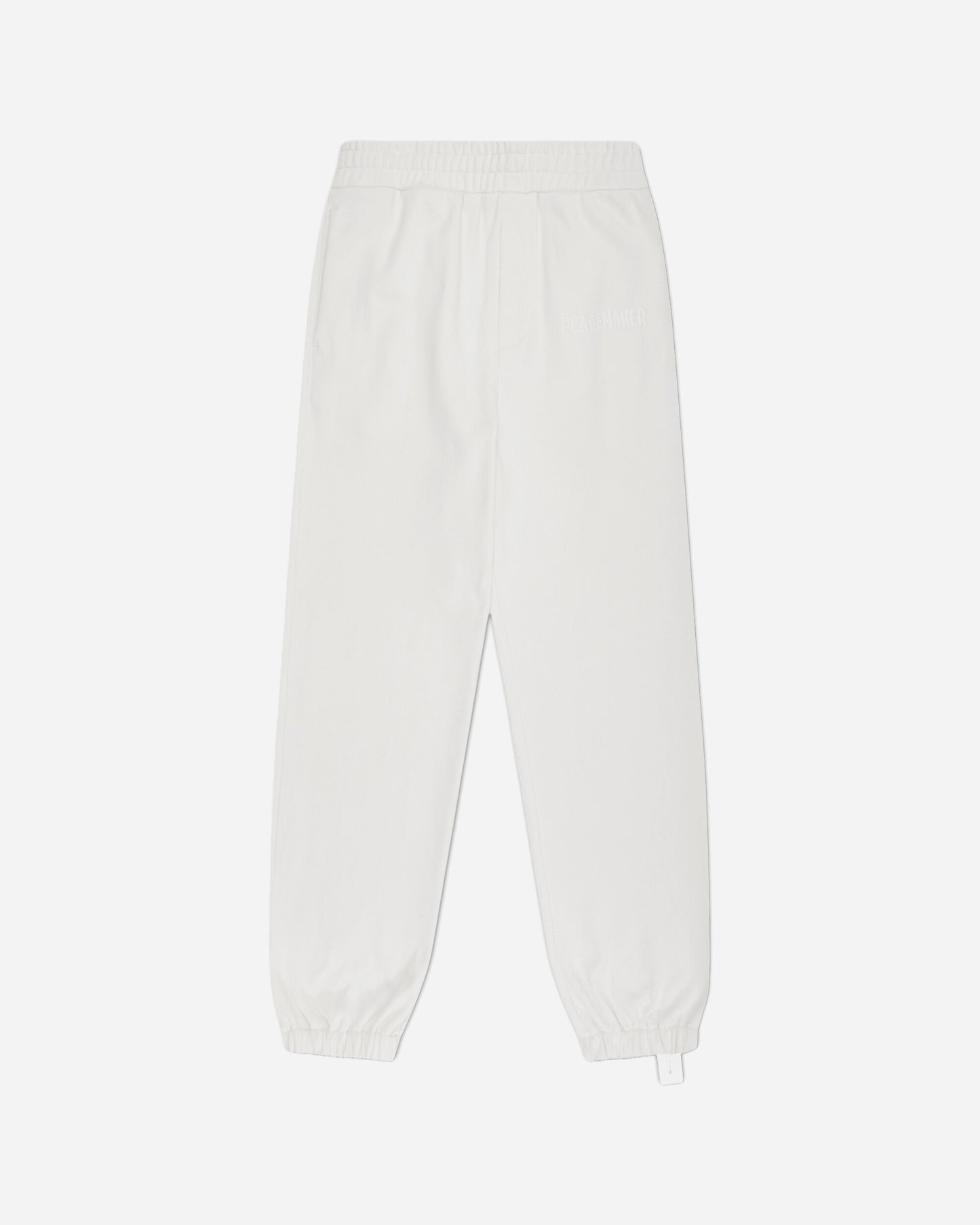 OAMC Peacemaker Loose Fit Sweatpants Peacemaker Logo White Pants Sweatpants PCM2OW01PFT00201 01