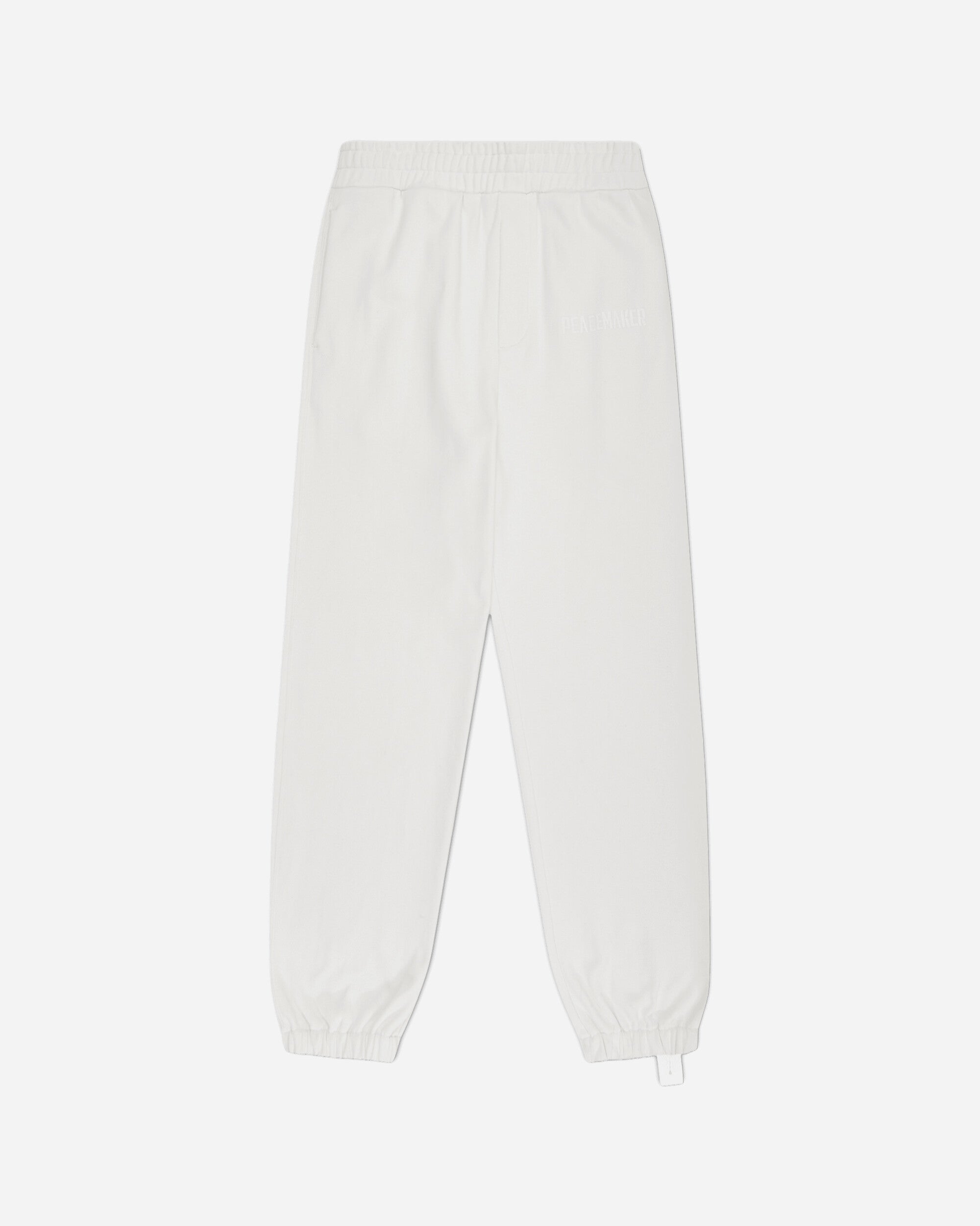 OAMC Peacemaker Loose Fit Sweatpants Peacemaker Logo White Pants Sweatpants PCM2OW01PFT00201 01