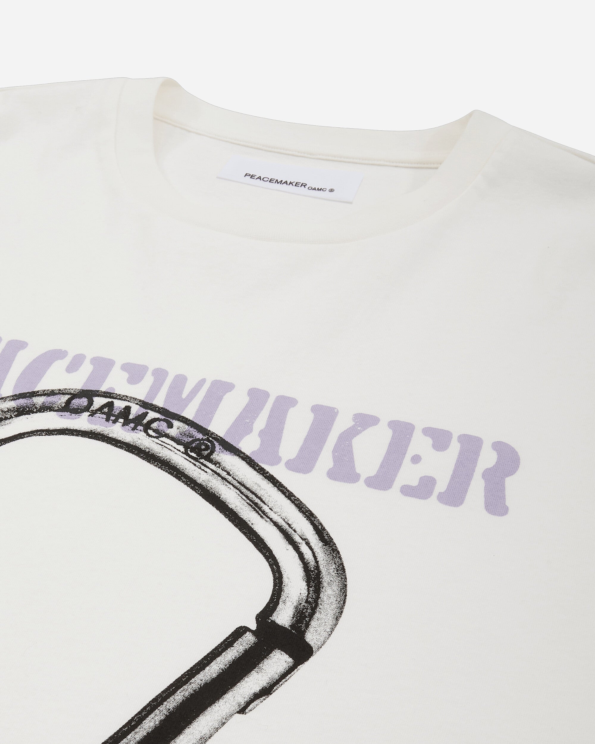 OAMC Peacemaker Loose Fit Tshirt Carabinier  Print White T-Shirts Top PCM2OT02NJE00201 01