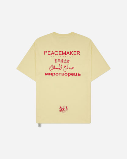 OAMC Peacemaker Loose Fit Tshirt Languages  Print Light Yellow T-Shirts Top PCM2OT02EJE00214 14